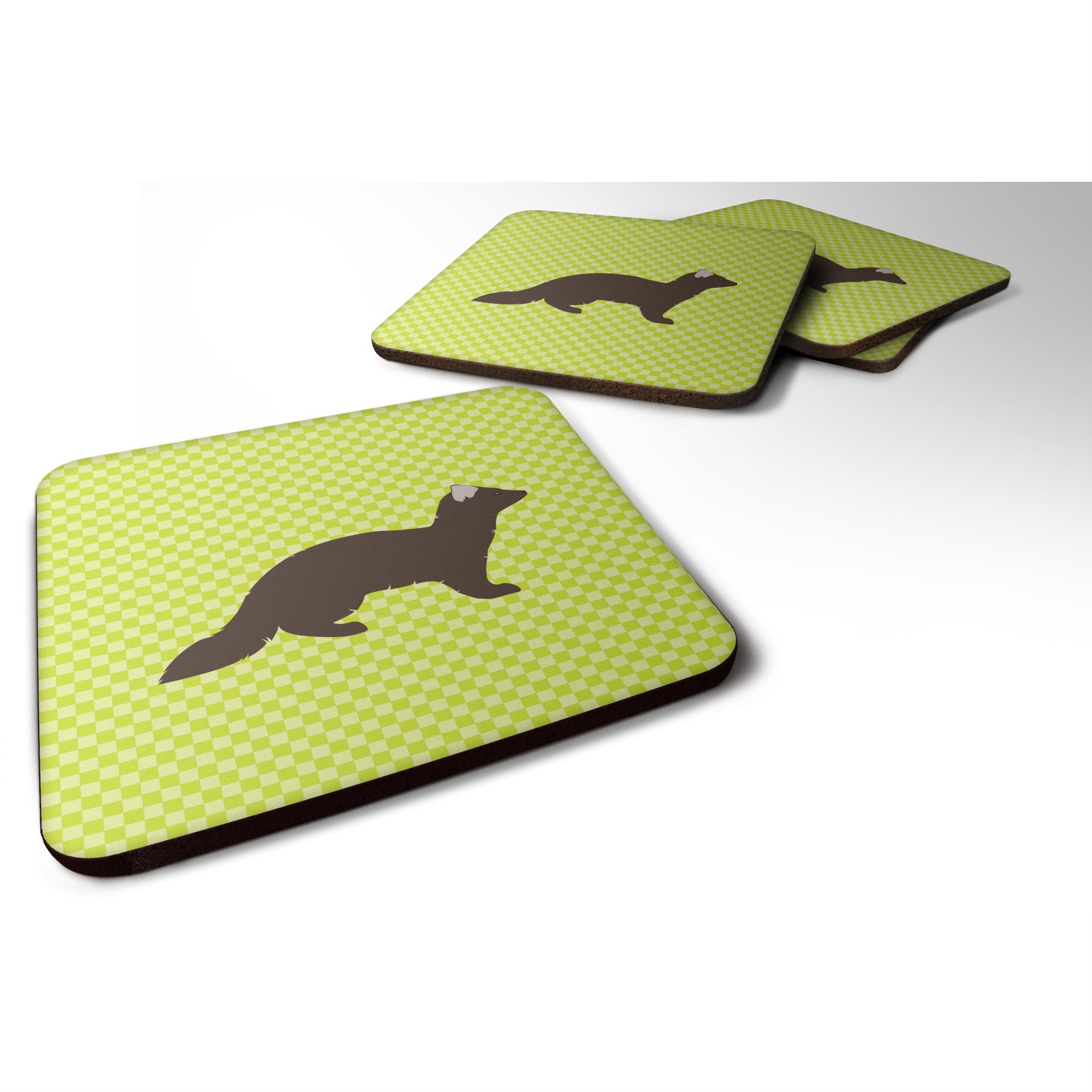 Caroline'S Treasures Sable Marten Green Decorative Coasters, 3.5, Multicolor