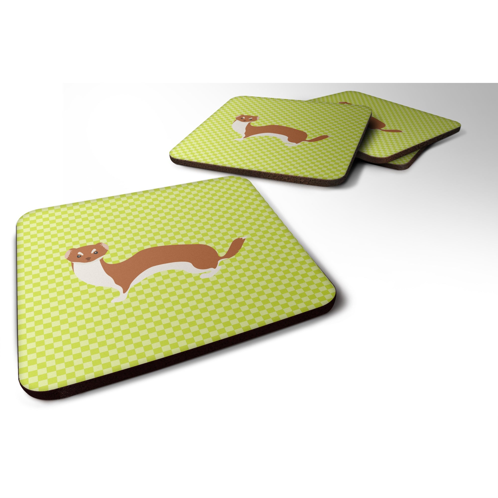 Caroline'S Treasures Weasel Green Decorative Coasters, 3.5, Multicolor