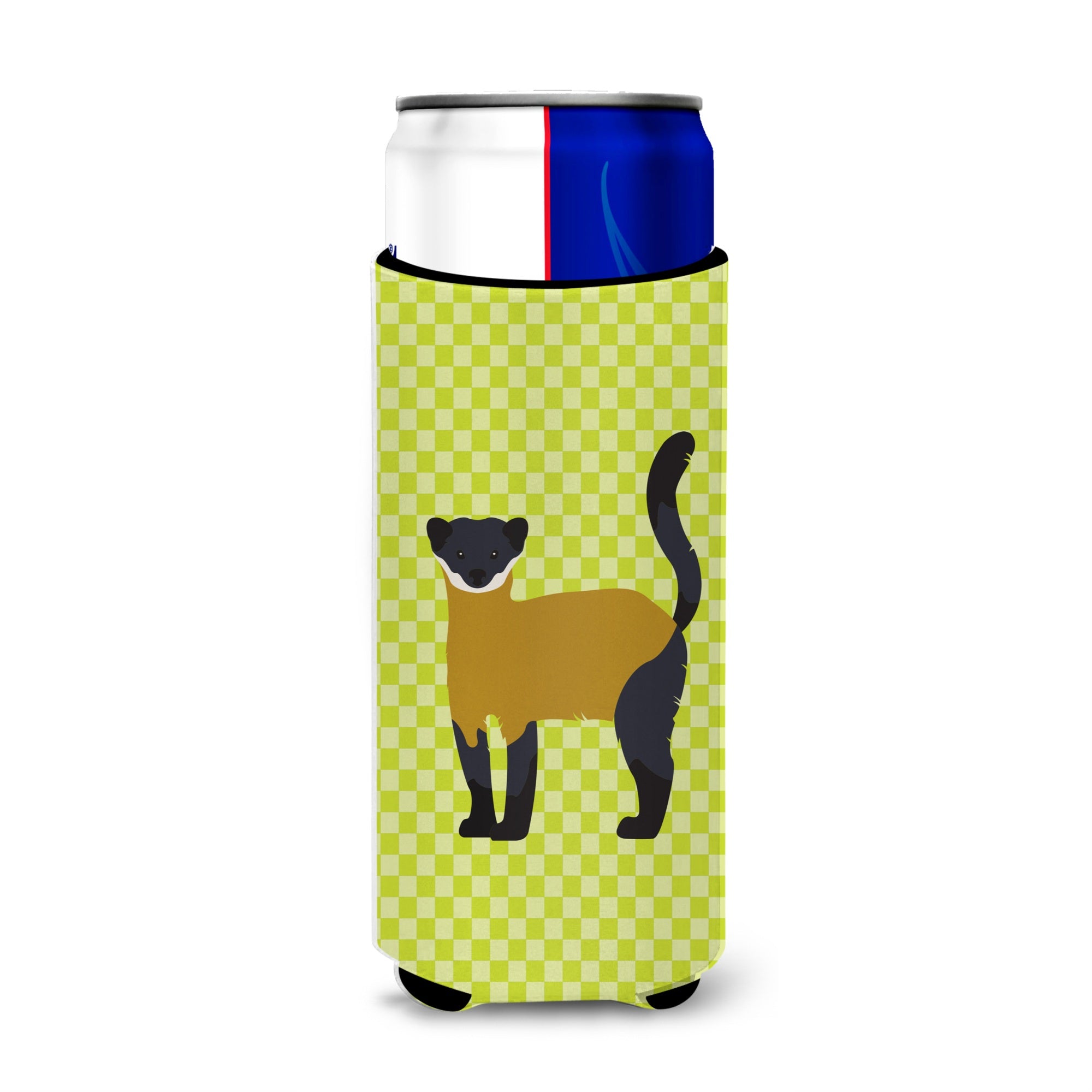 Caroline'S Treasures Yellow-Throated Marten Green Decorative Can Hugger, Slim, Multicolor