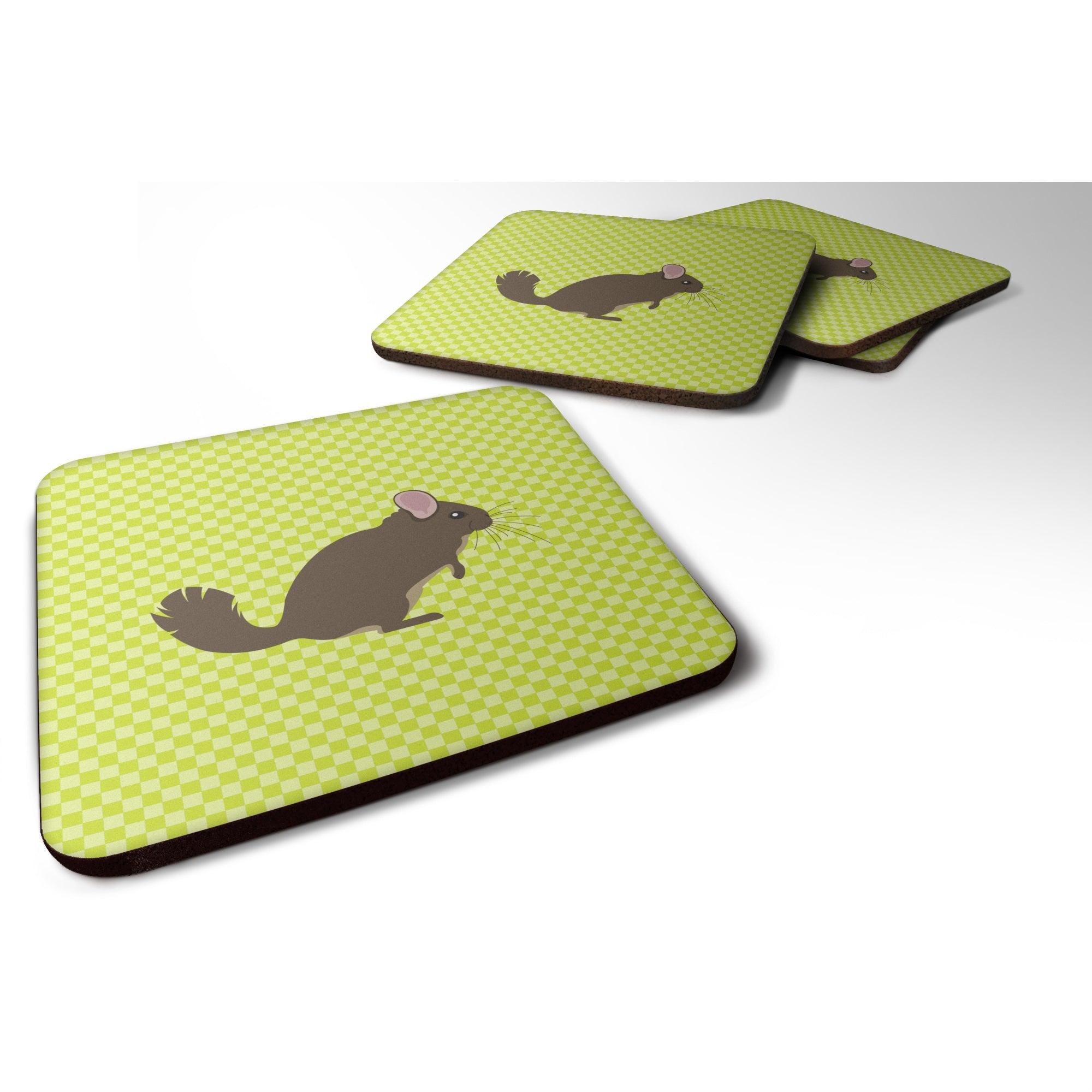 Caroline'S Treasures Chinchilla Green Decorative Coasters, 3.5, Multicolor