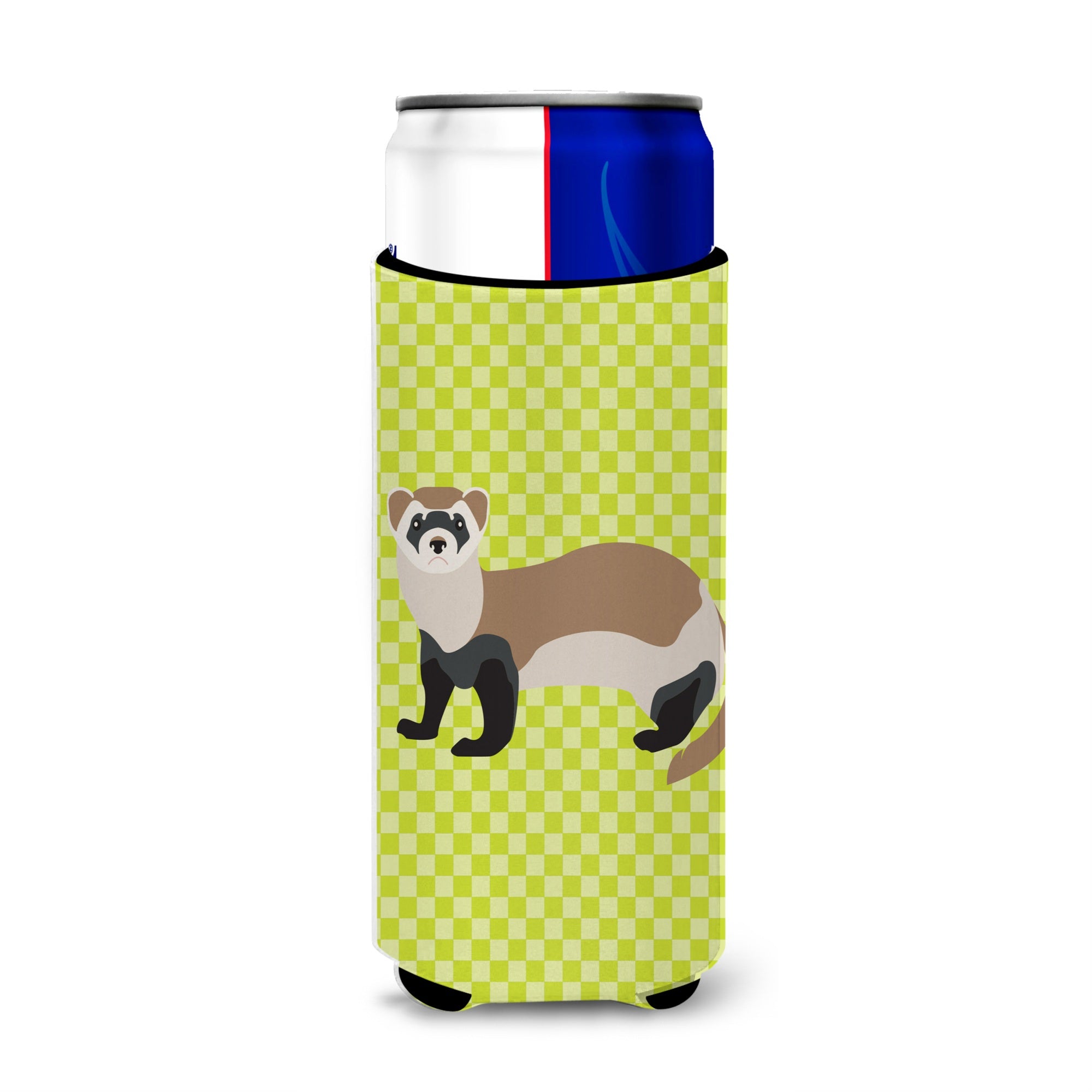 Caroline'S Treasures Ferret Green Decorative Can Hugger, Slim, Multicolor