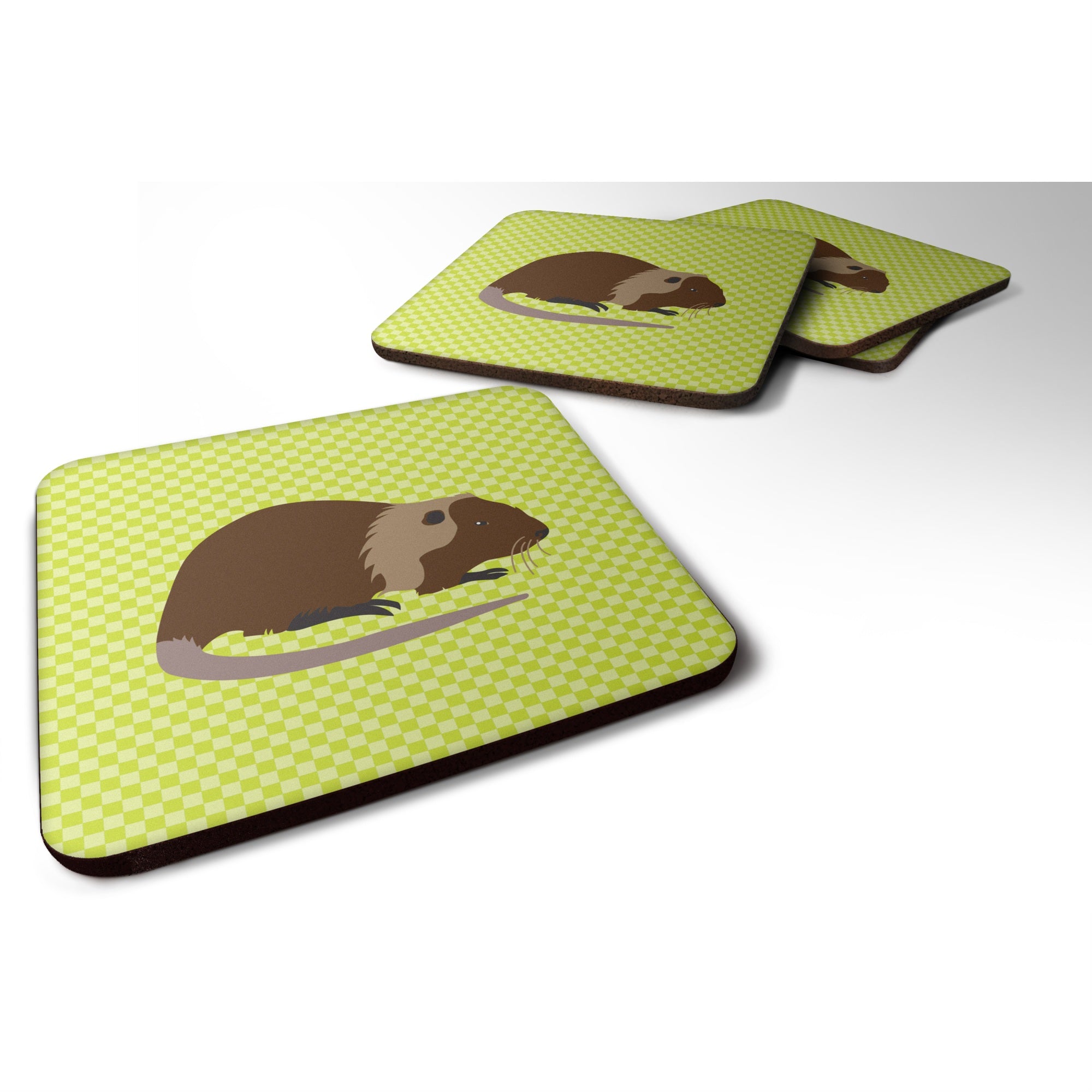 Caroline'S Treasures Coypu Nutria River Rat Green Decorative Coasters, 3.5, Multicolor