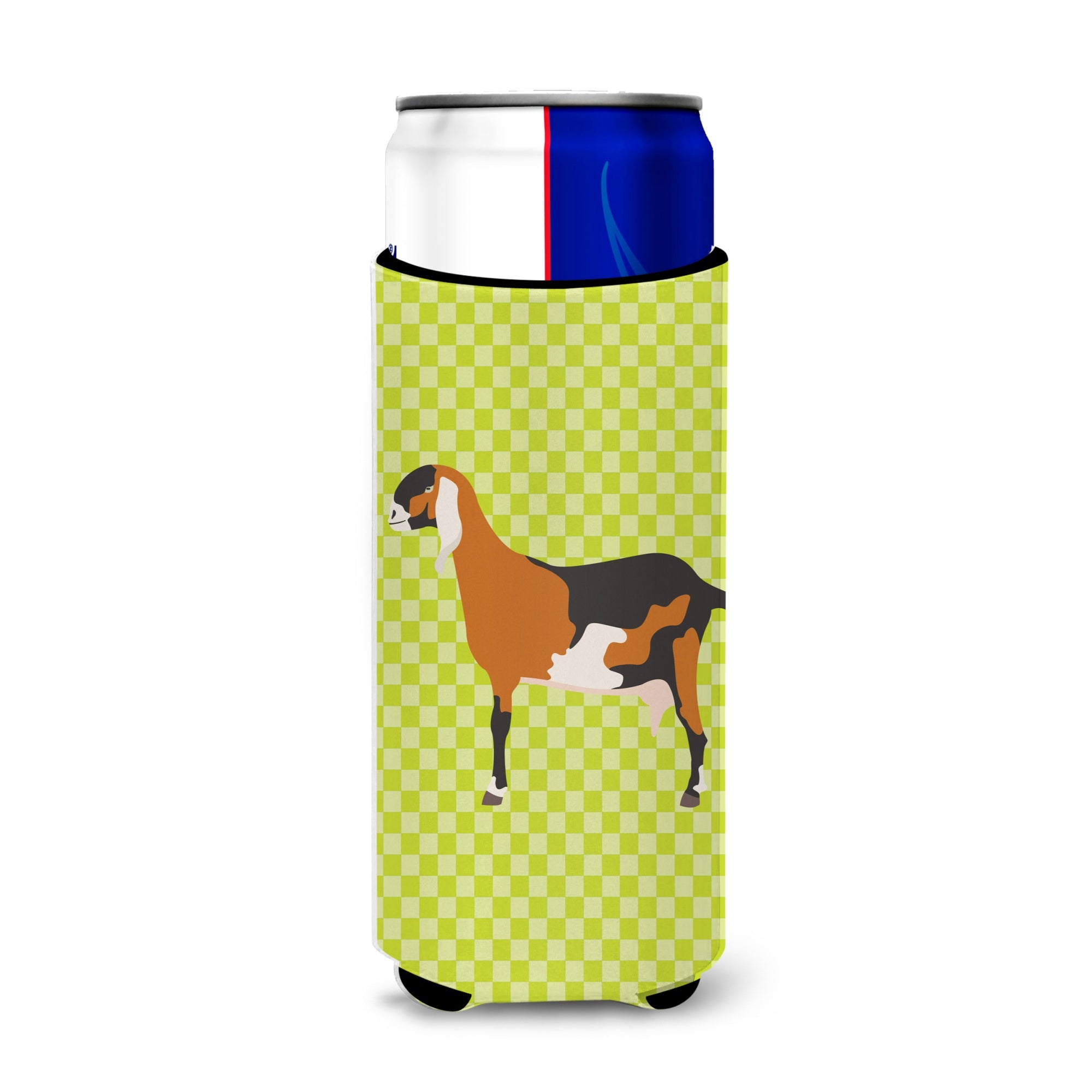 Caroline'S Treasures Anglo Nubian Goat Green Decorative Can Hugger, Slim, Multicolor
