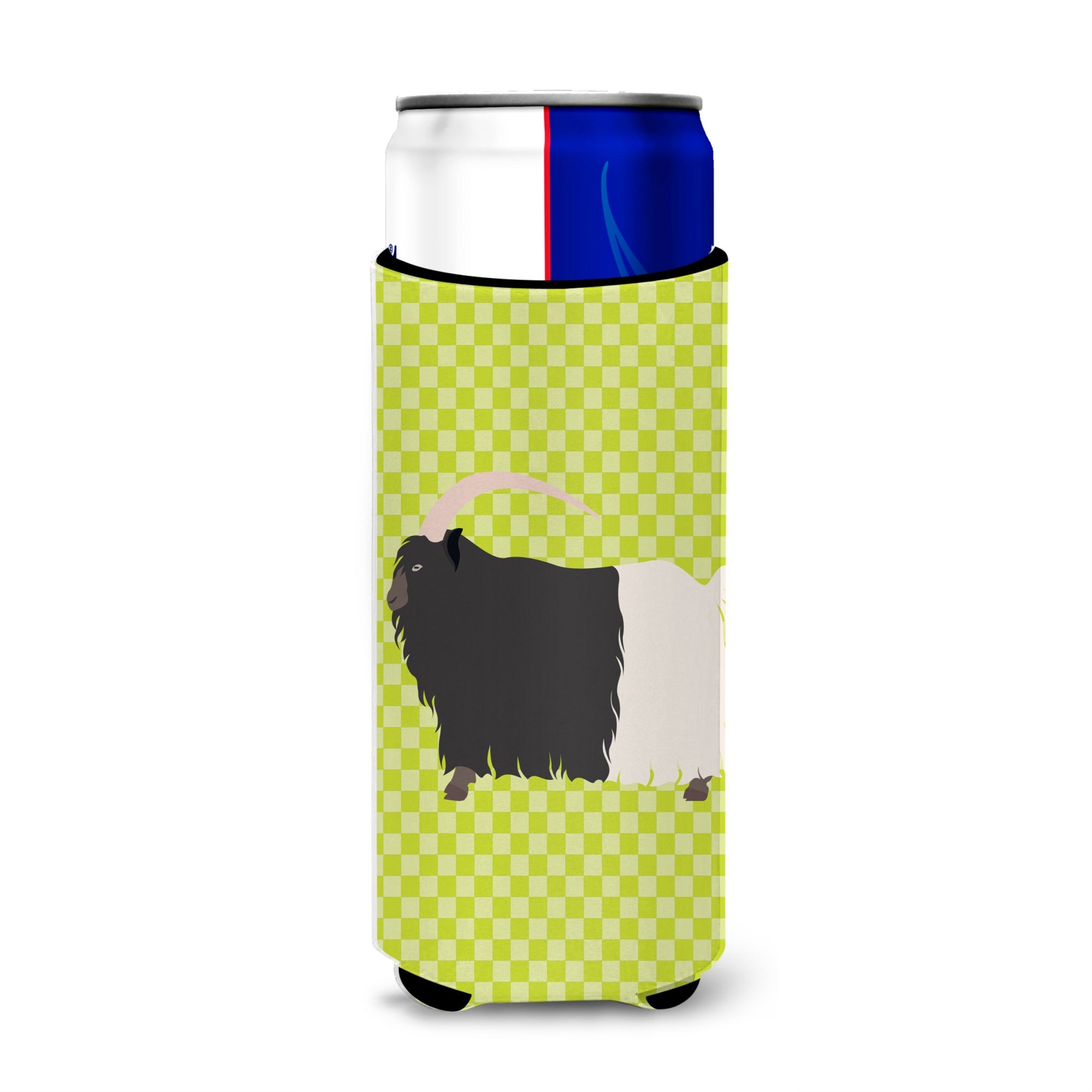 Caroline'S Treasures Welsh Black-Necked Goat Green Decorative Can Hugger, Slim, Multicolor