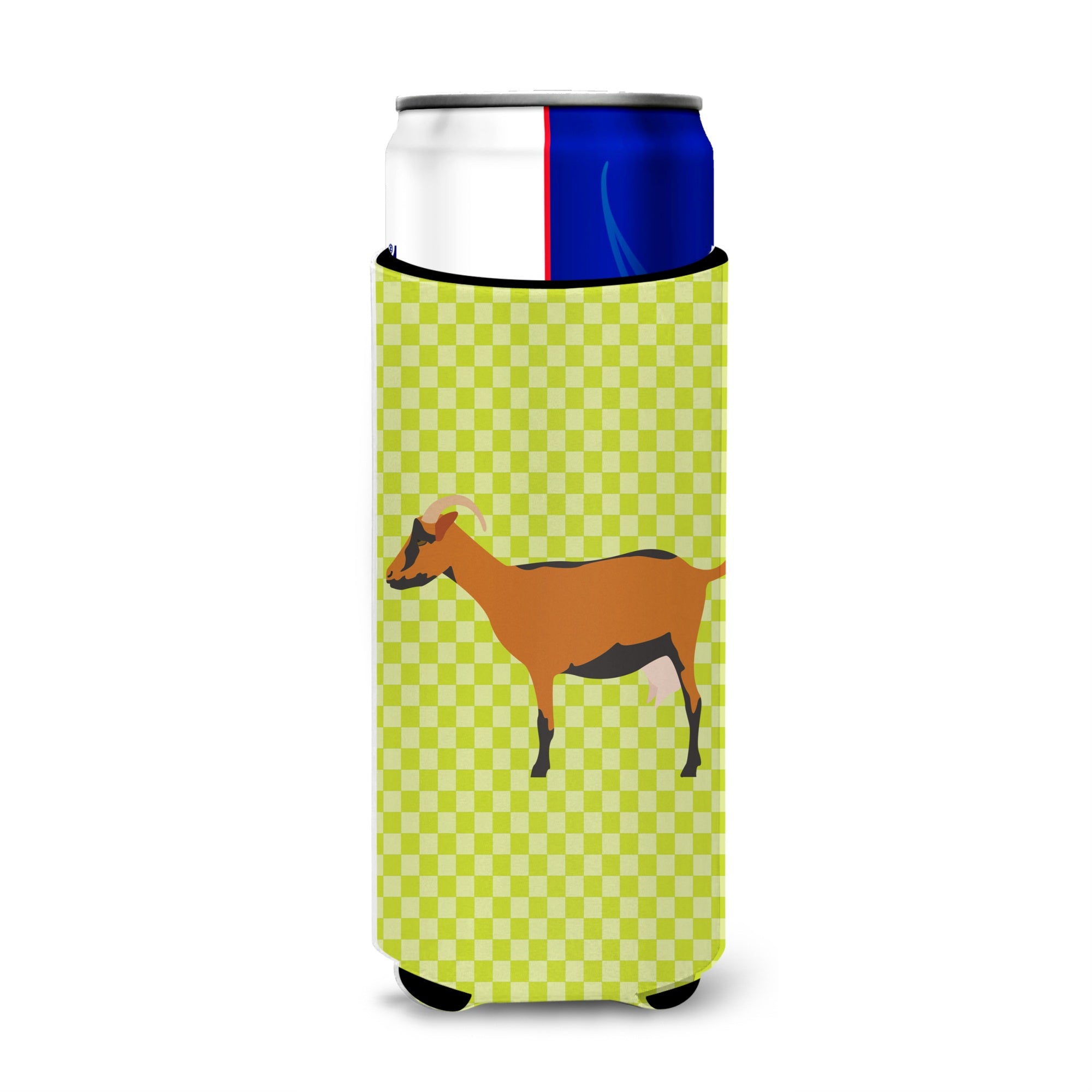Caroline'S Treasures Oberhasli Goat Green Decorative Can Hugger, Slim, Multicolor