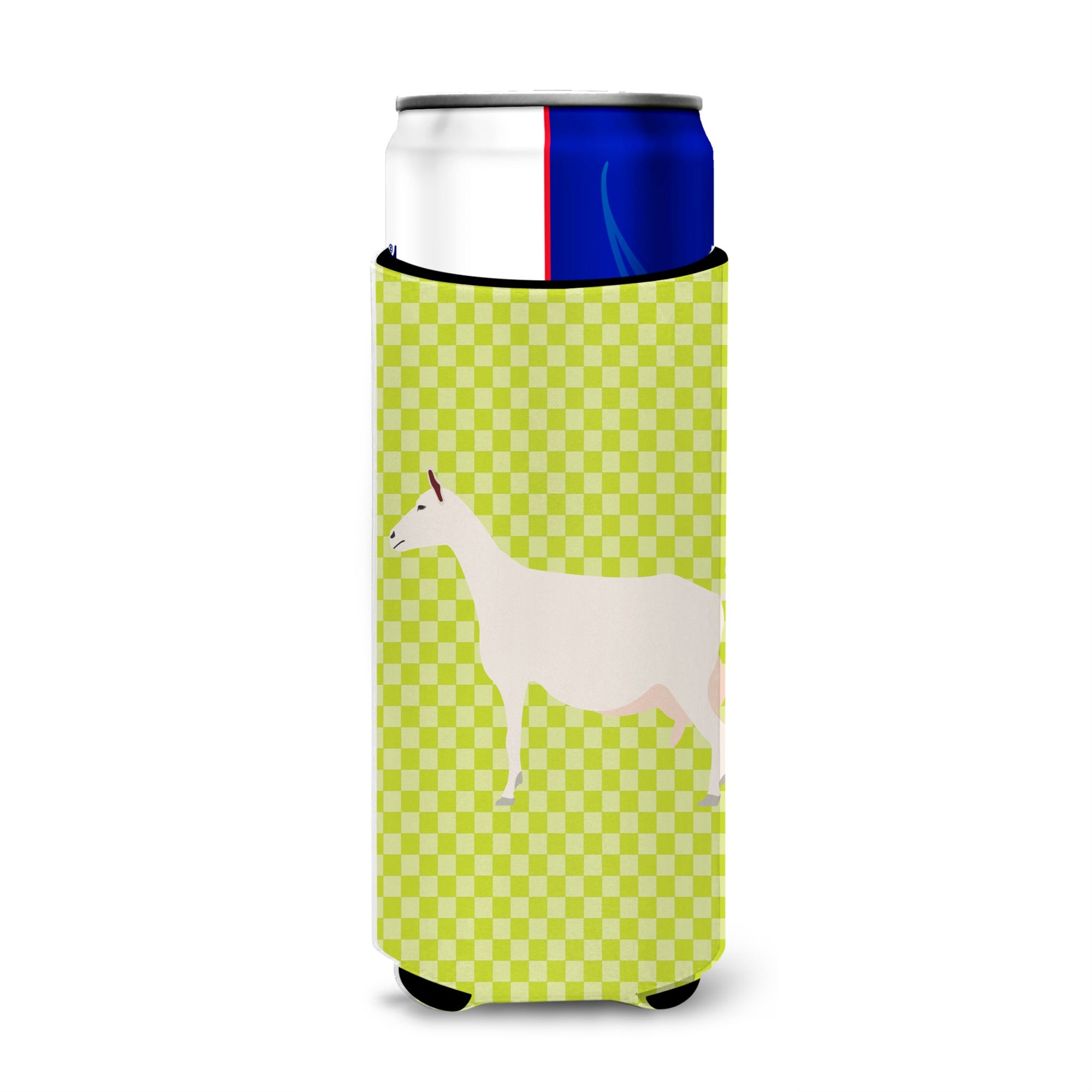 Caroline'S Treasures Saanen Goat Green Decorative Can Hugger, Slim, Multicolor