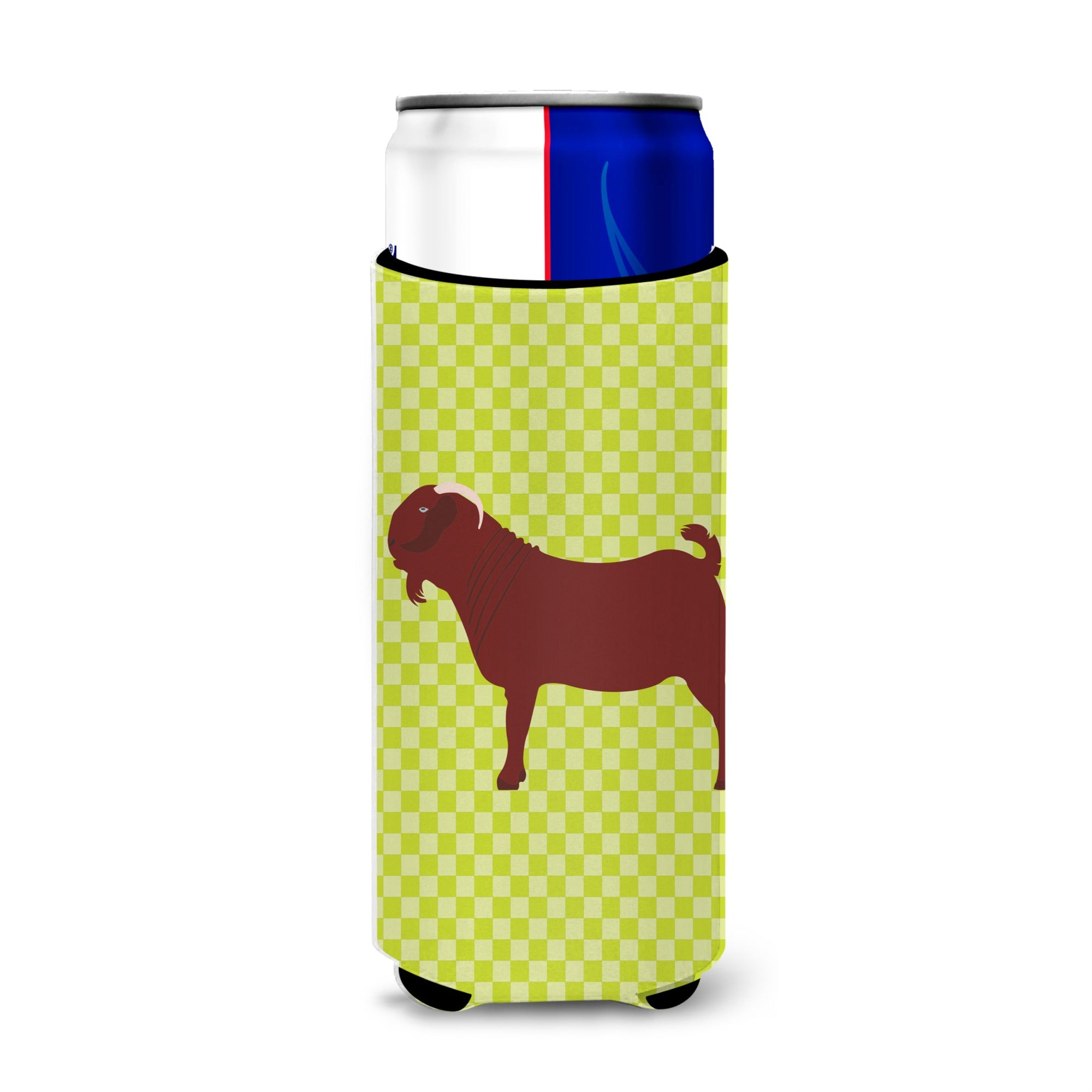Caroline'S Treasures Kalahari Red Goat Green Decorative Can Hugger, Slim, Multicolor