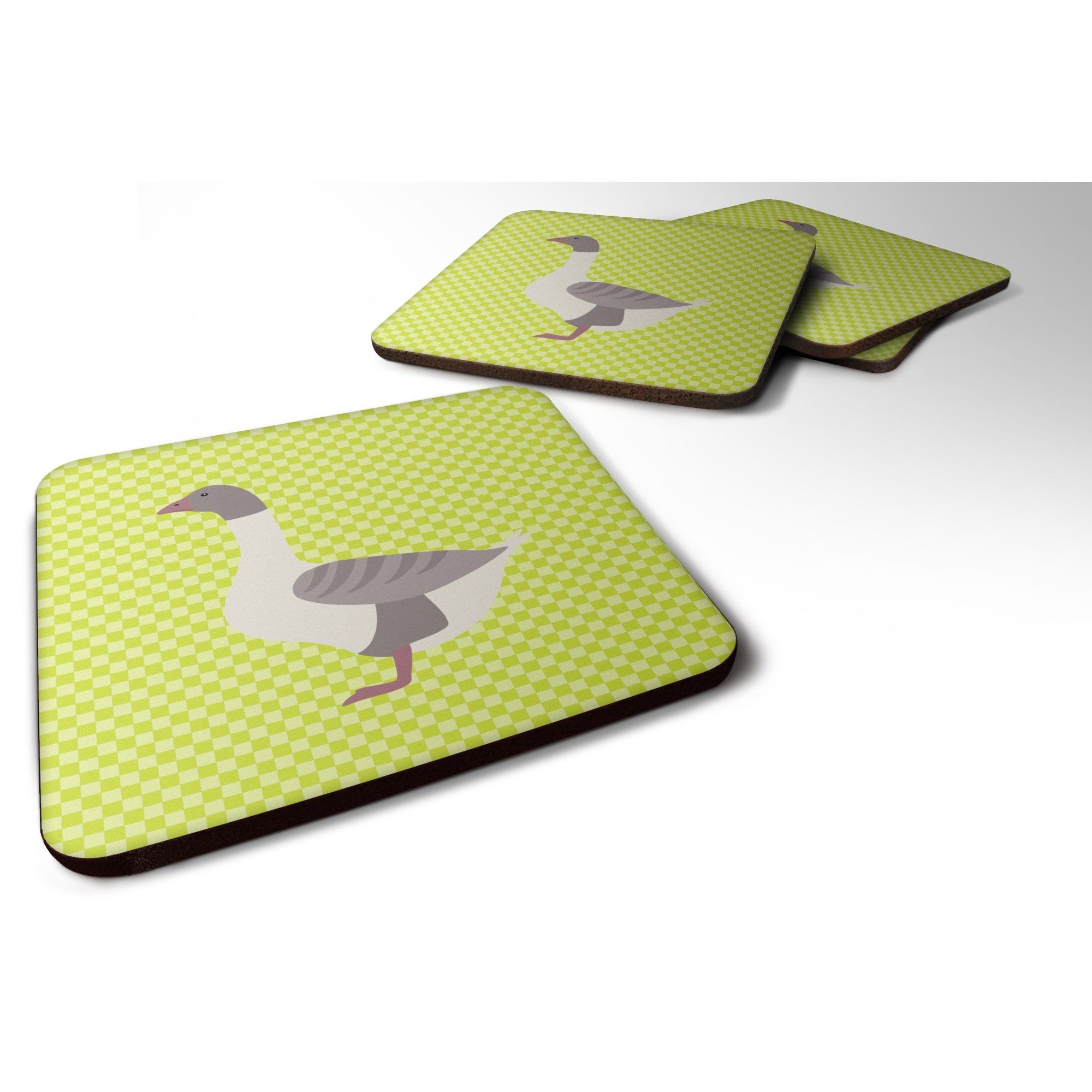Caroline'S Treasures Buff Grey Back Goose Green Decorative Coasters, 3.5, Multicolor