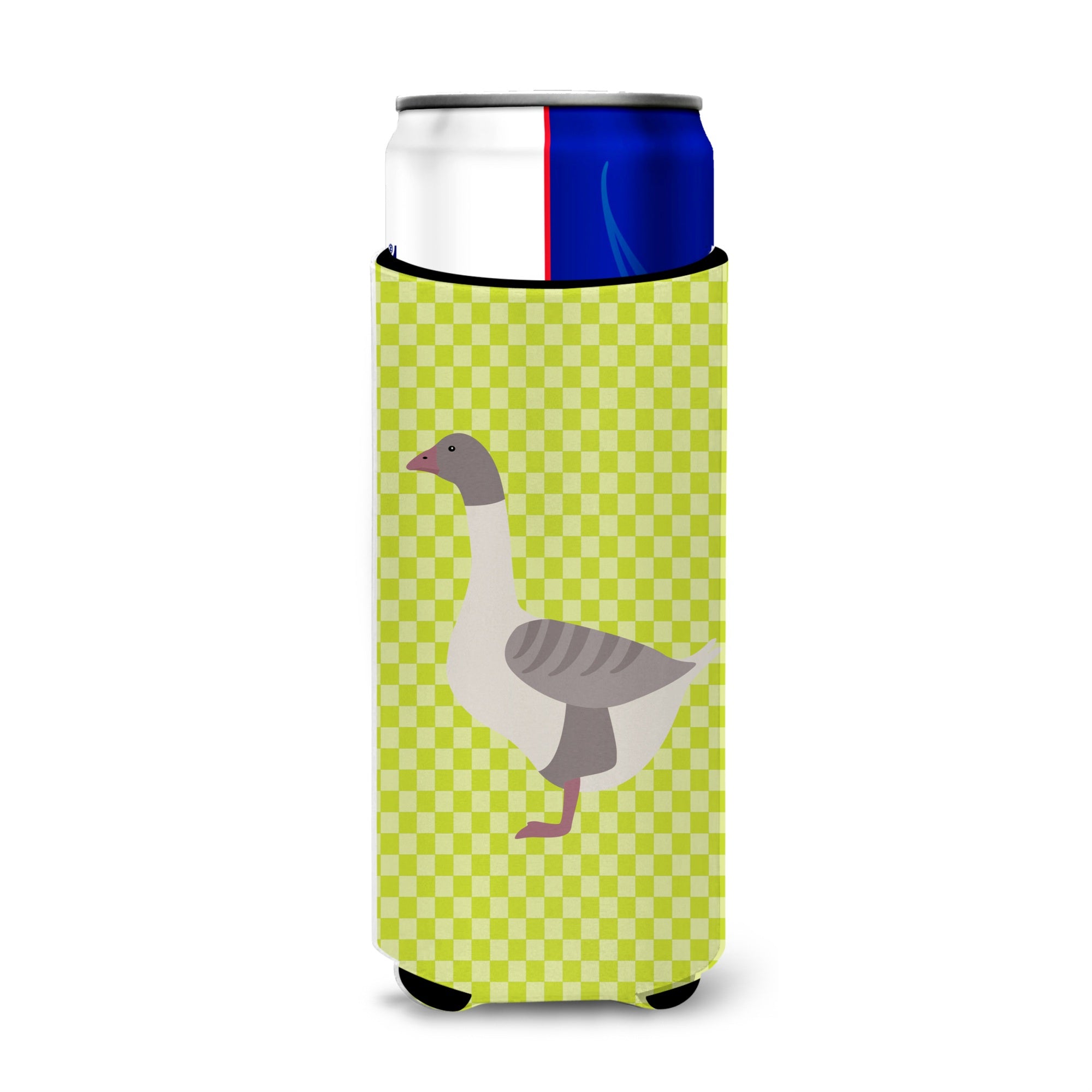 Caroline'S Treasures Buff Grey Back Goose Green Decorative Can Hugger, Slim, Multicolor