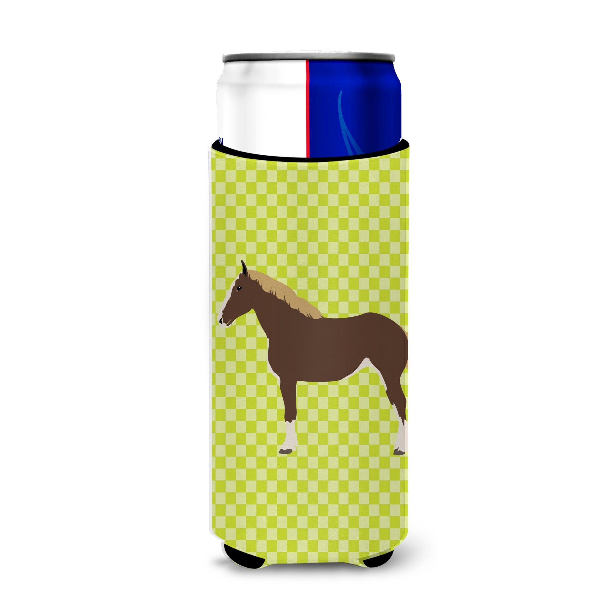 Caroline'S Treasures Percheron Horse Green Decorative Can Hugger, Slim, Multicolor