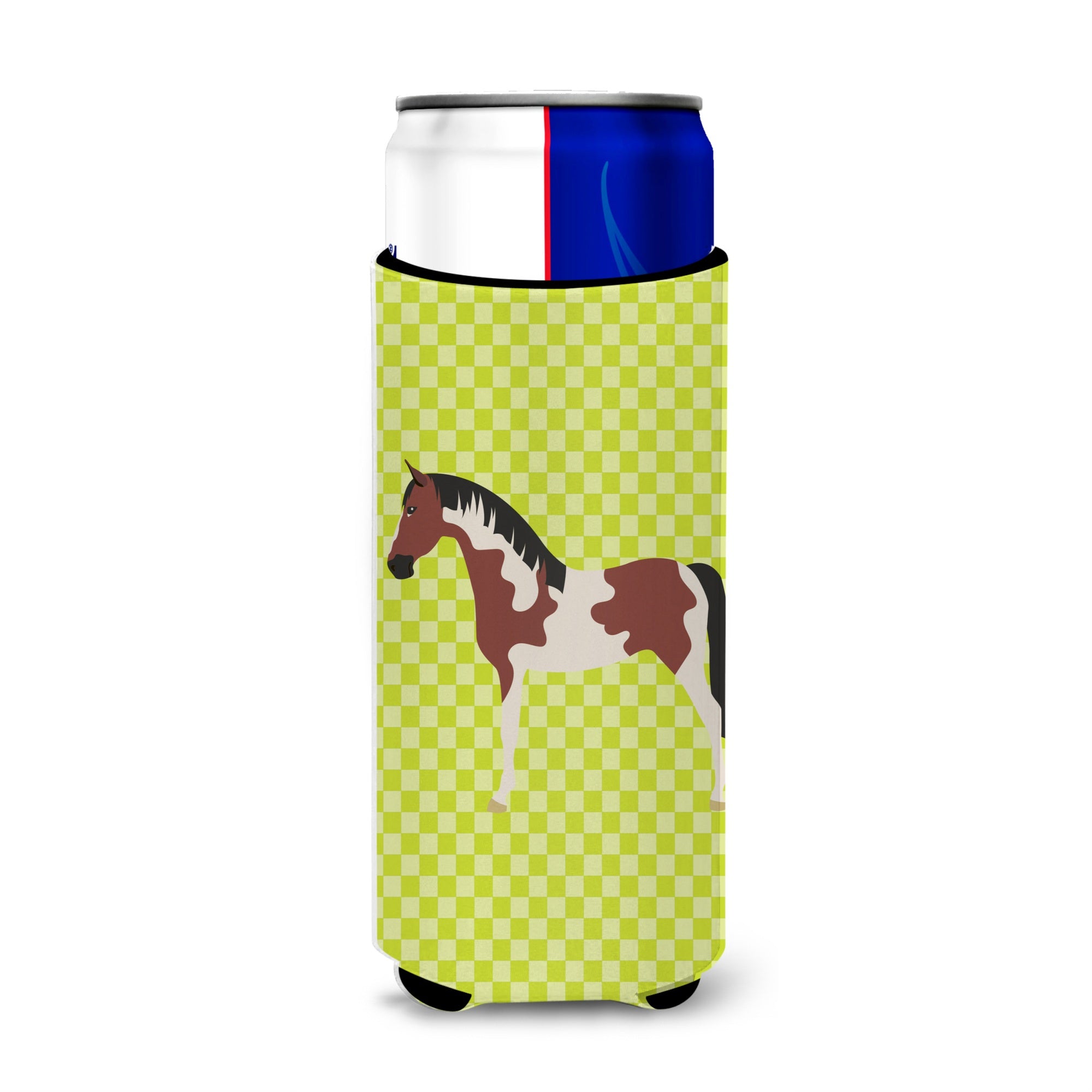 Caroline'S Treasures Pinto Horse Green Decorative Can Hugger, Slim, Multicolor