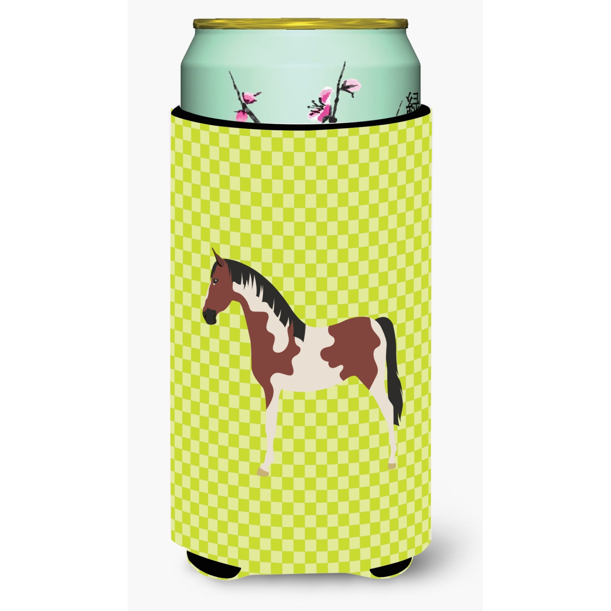 Caroline'S Treasures Pinto Horse Green Decorative Can Hugger, Tall Boy, Multicolor