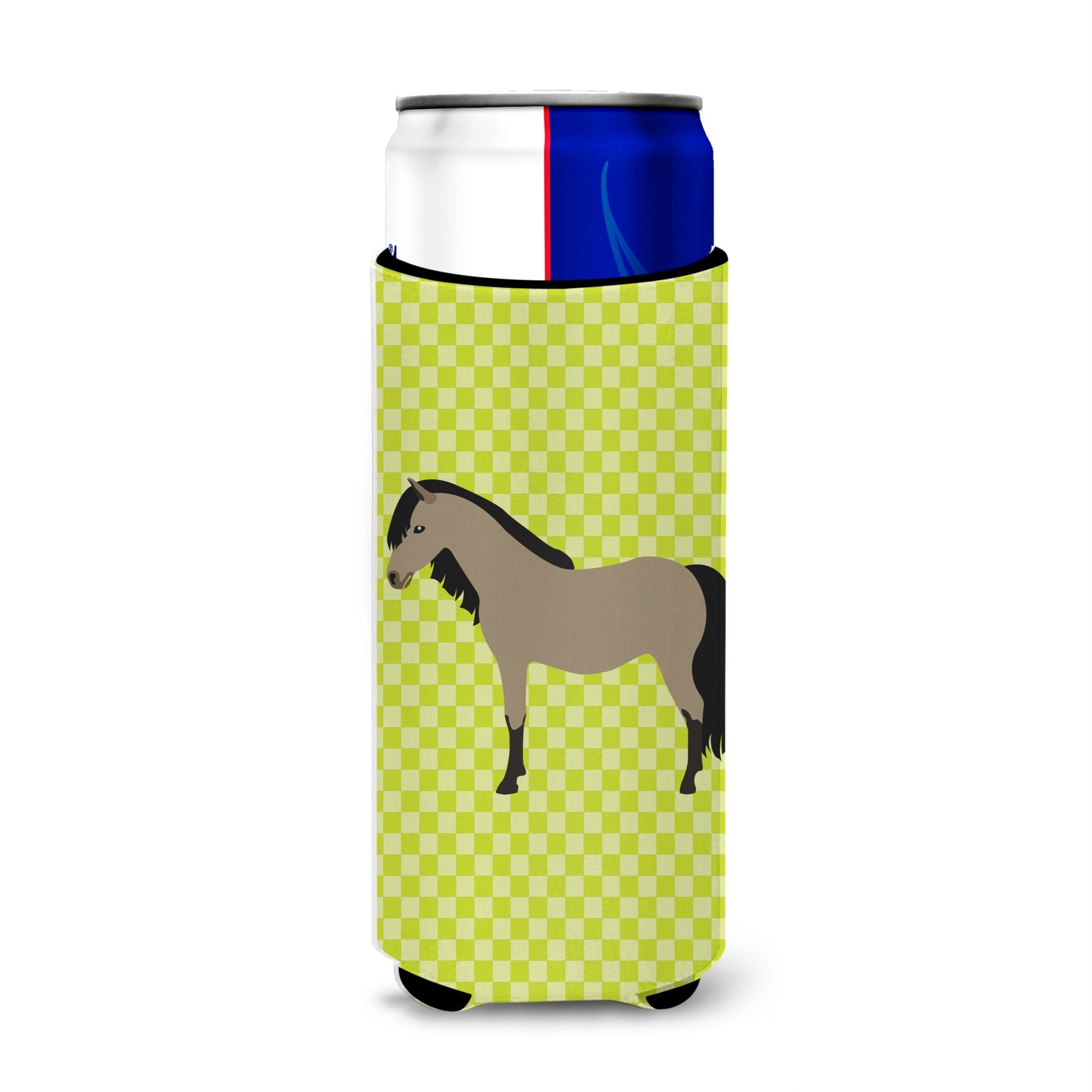 Caroline'S Treasures Welsh Pony Horse Green Decorative Can Hugger, Slim, Multicolor