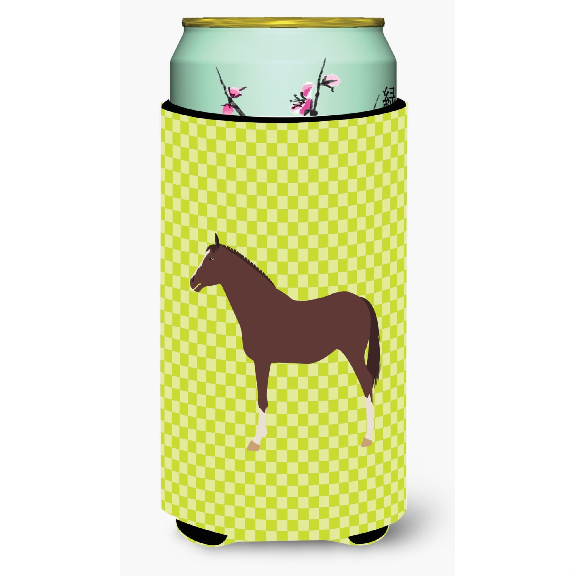 Caroline'S Treasures English Thoroughbred Horse Green Decorative Can Hugger, Tall Boy, Multicolor