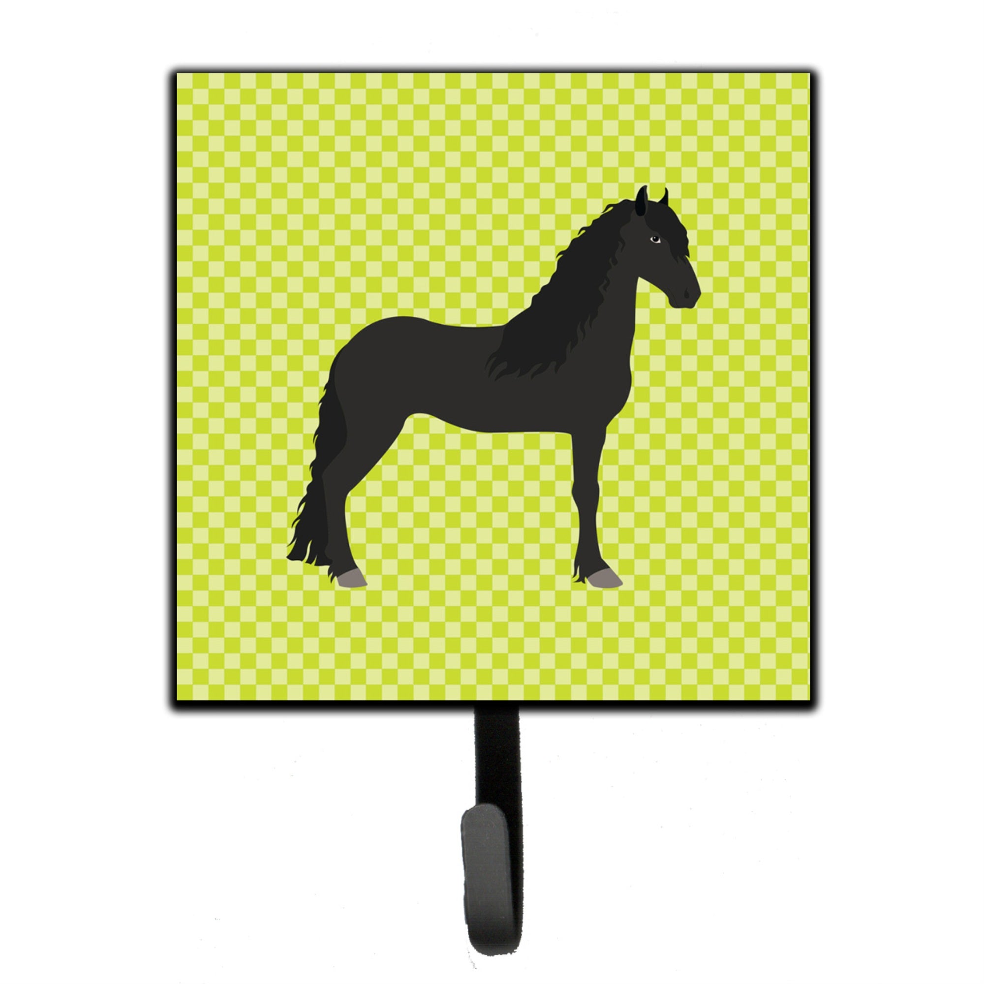 Caroline'S Treasures Friesian Horse Green Wall Hook, Small, Multicolor
