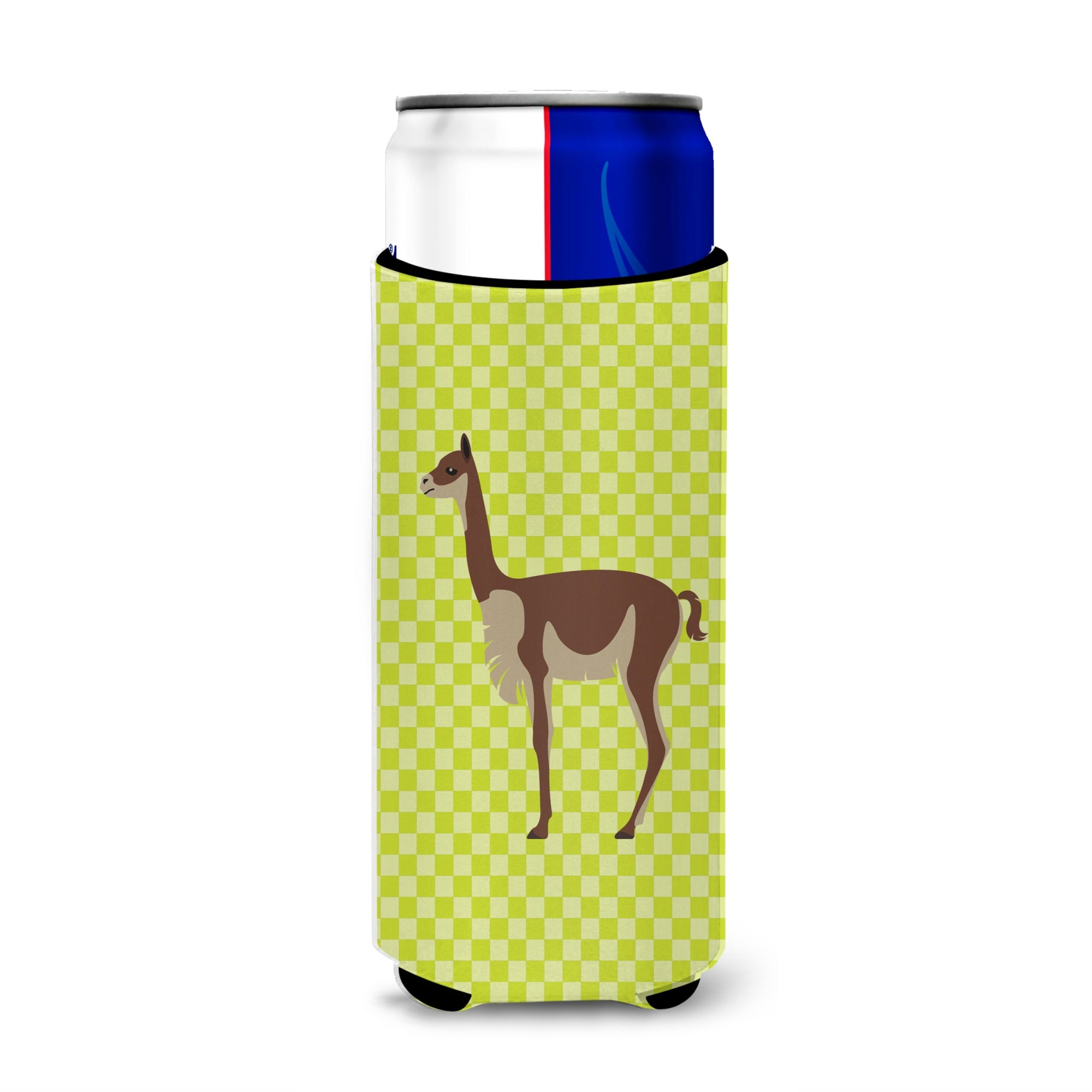Caroline'S Treasures Vicugna Or Vicuna Green Decorative Can Hugger, Slim, Multicolor