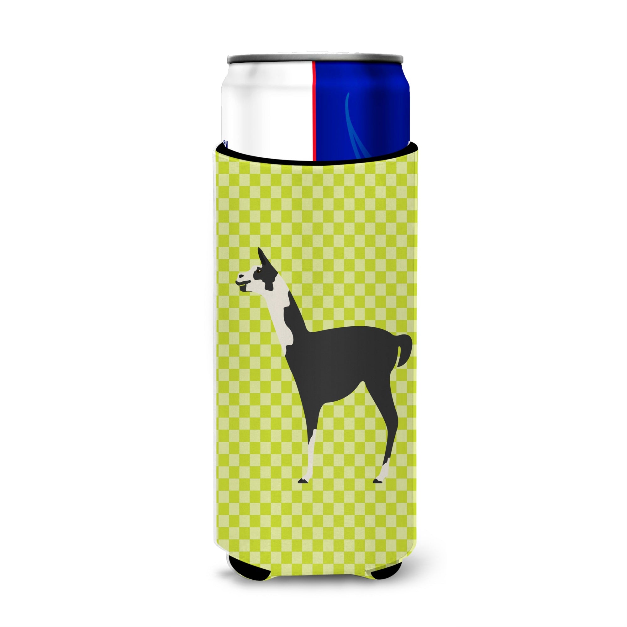 Caroline'S Treasures Llama Q' Ara Green Decorative Can Hugger, Slim, Multicolor