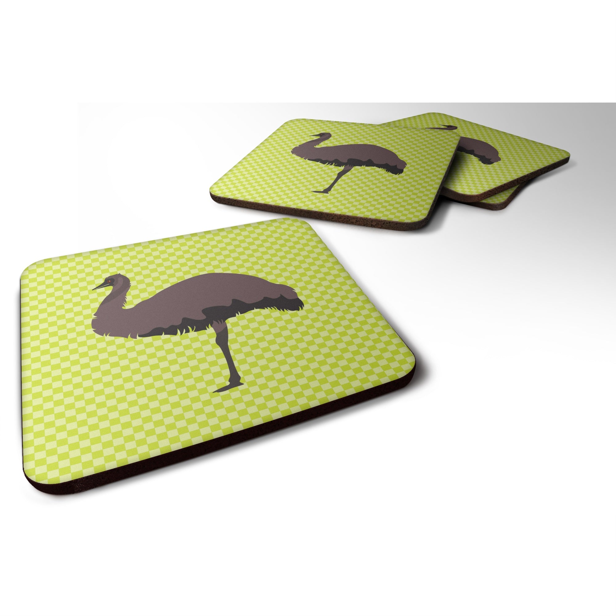 Caroline'S Treasures Emu Green Decorative Coasters, 3.5, Multicolor