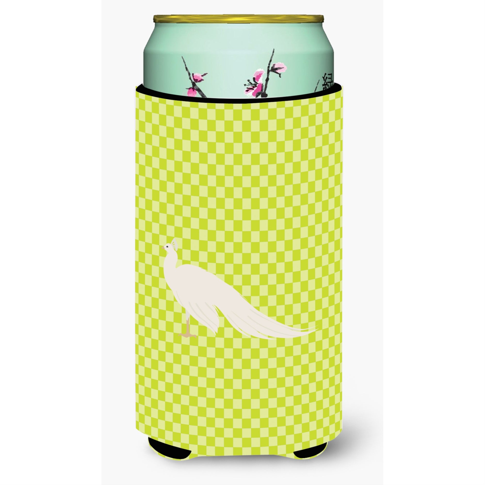 Caroline'S Treasures White Peacock Peafowl Green Decorative Can Hugger, Tall Boy, Multicolor