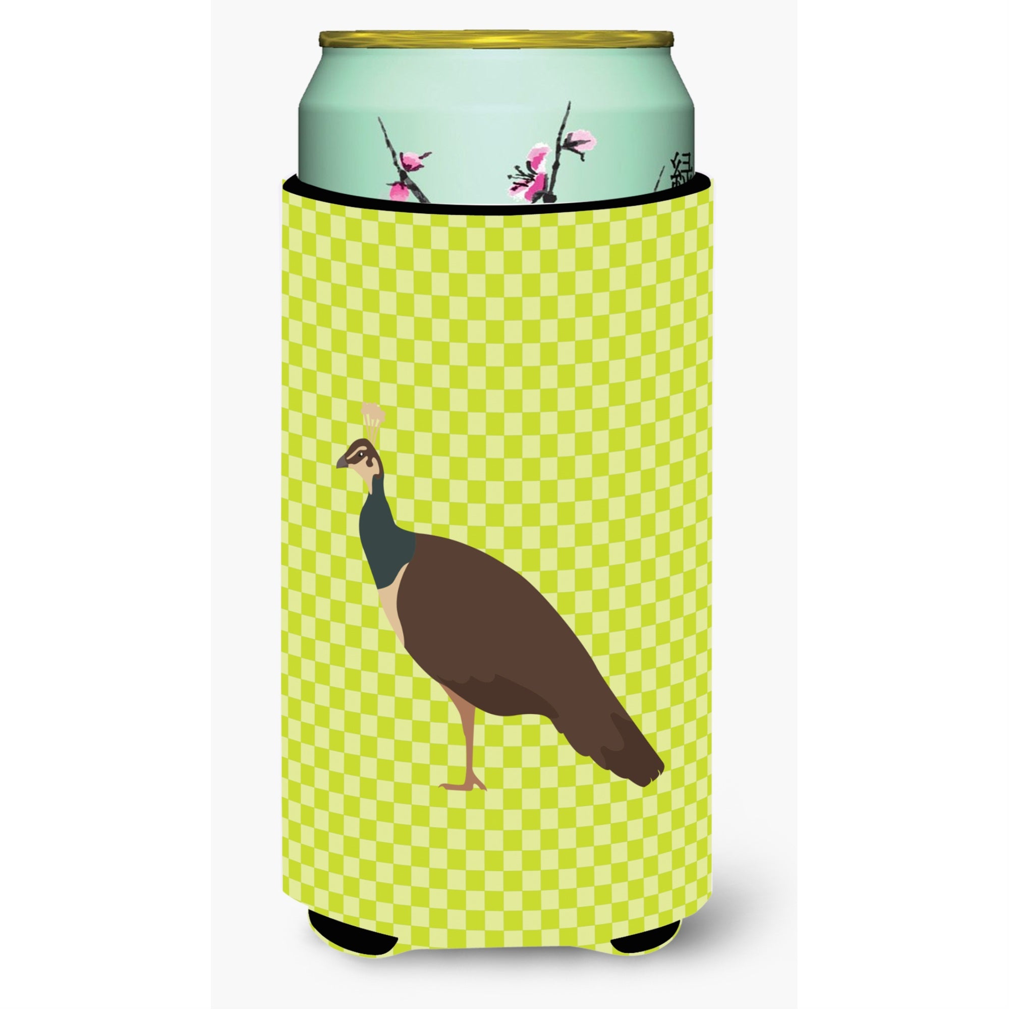 Caroline'S Treasures Indian Peahen Peafowl Green Decorative Can Hugger, Tall Boy, Multicolor