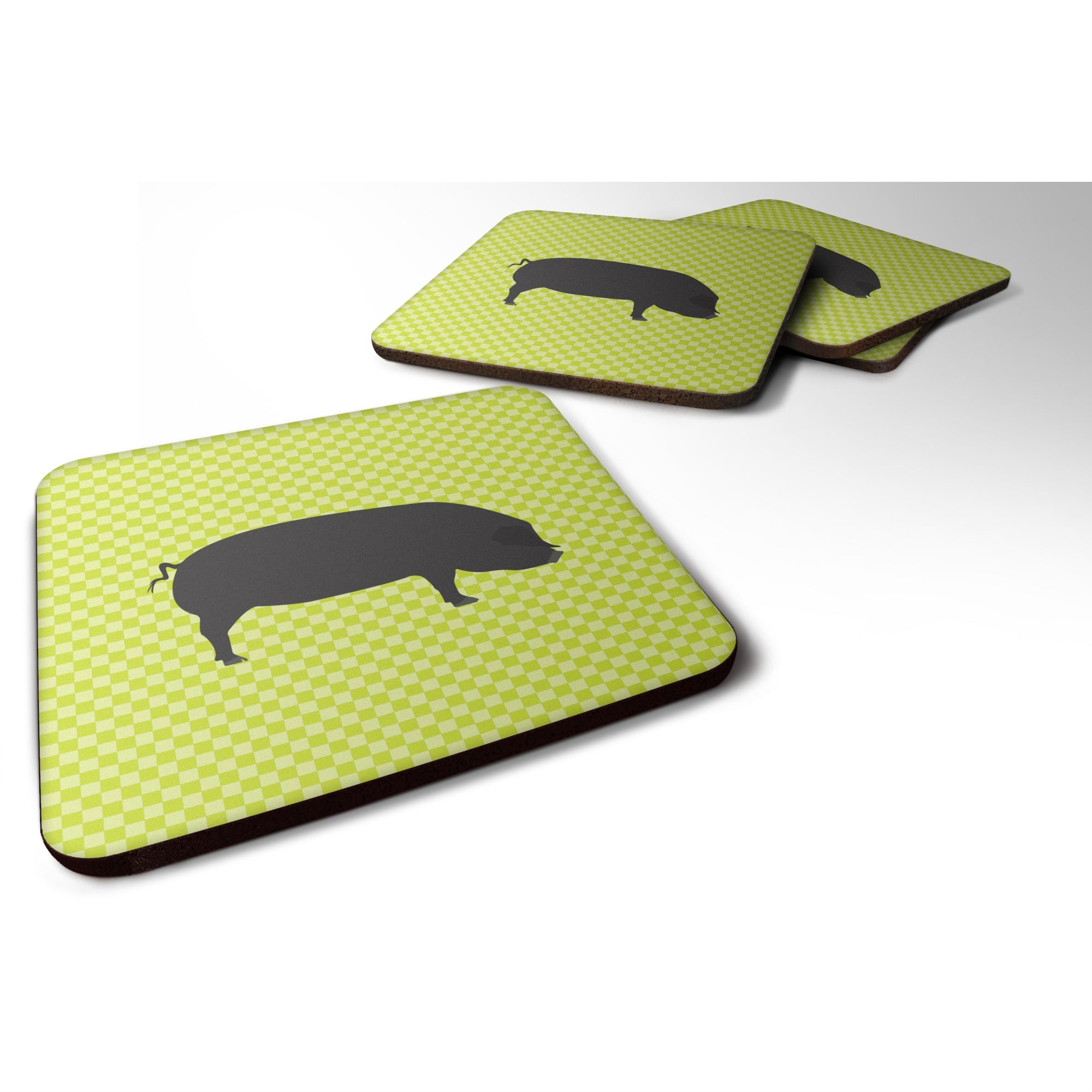 Caroline'S Treasures Devon Large Black Pig Green Decorative Coasters, 3.5, Multicolor