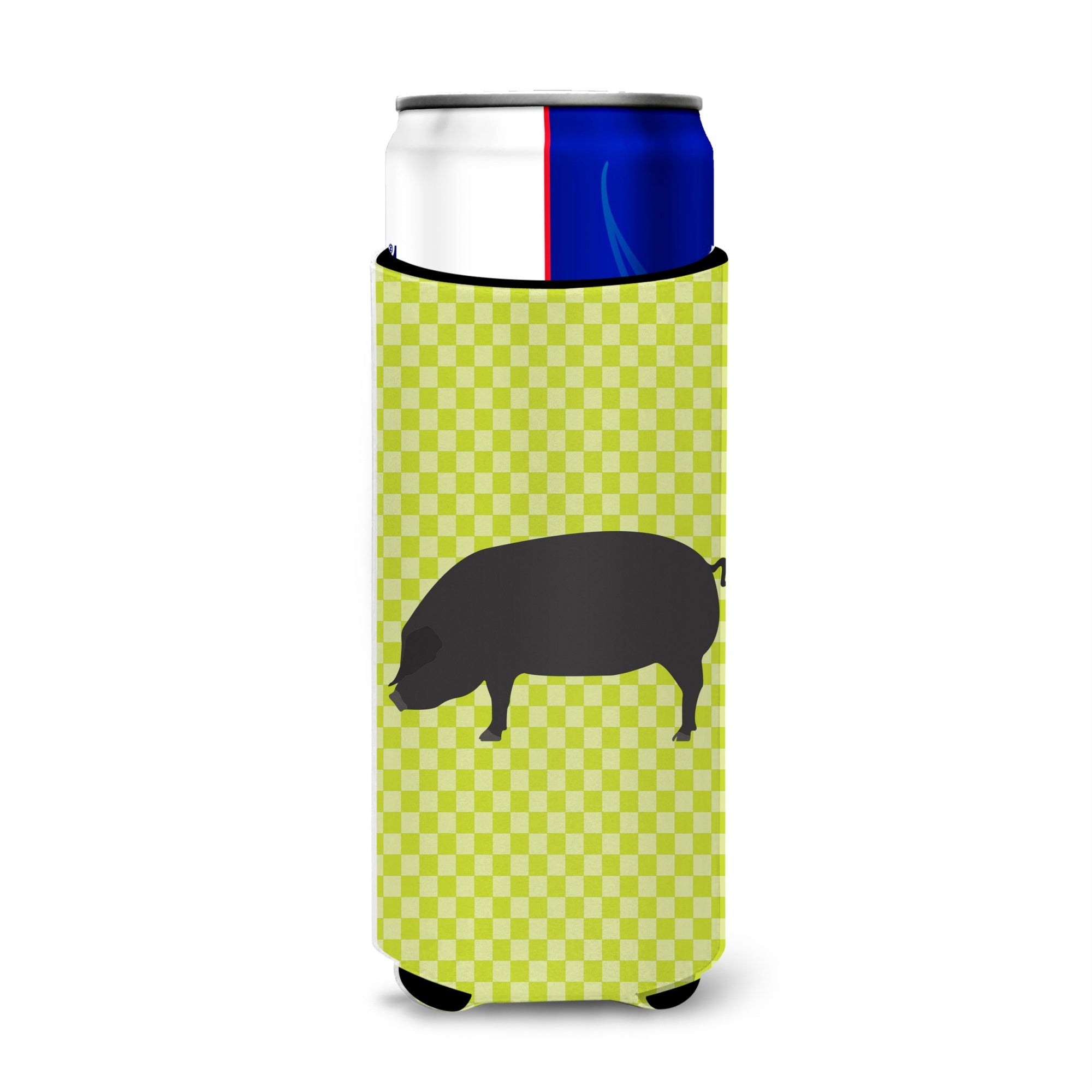 Caroline'S Treasures Devon Large Black Pig Green Decorative Can Hugger, Slim, Multicolor
