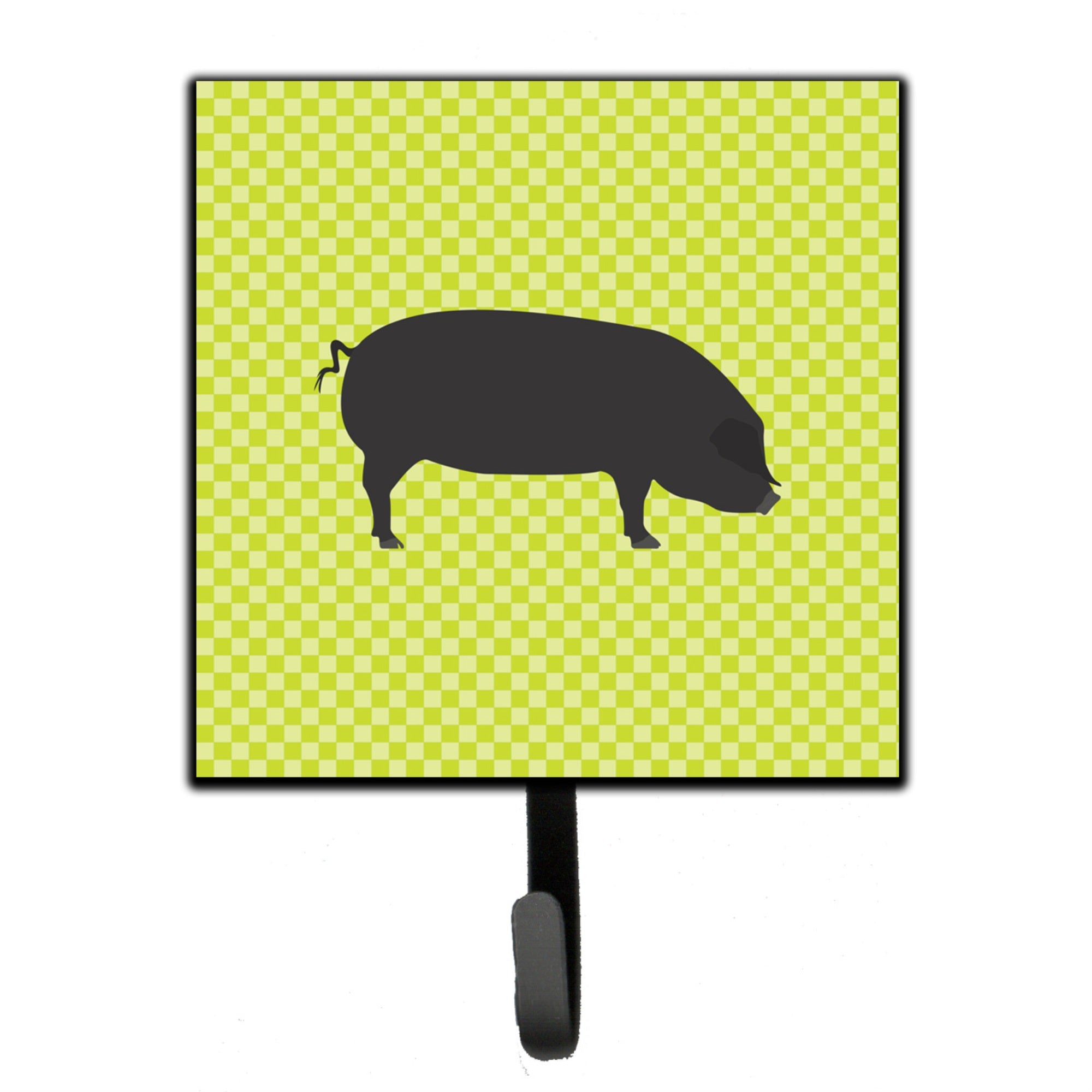 Caroline'S Treasures Devon Large Black Pig Green Wall Hook, Small, Multicolor