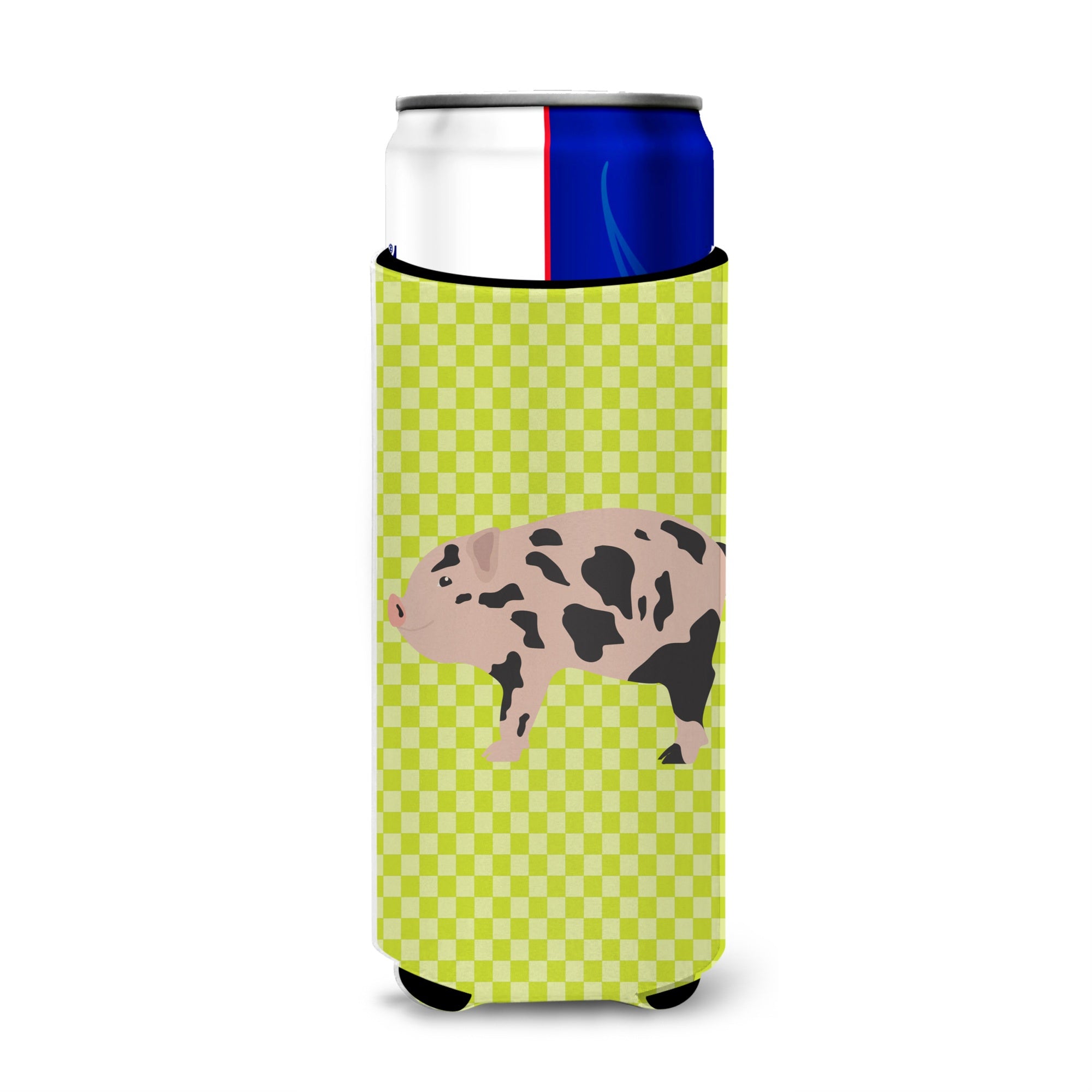 Caroline'S Treasures Mini Miniature Pig Green Decorative Can Hugger, Slim, Multicolor