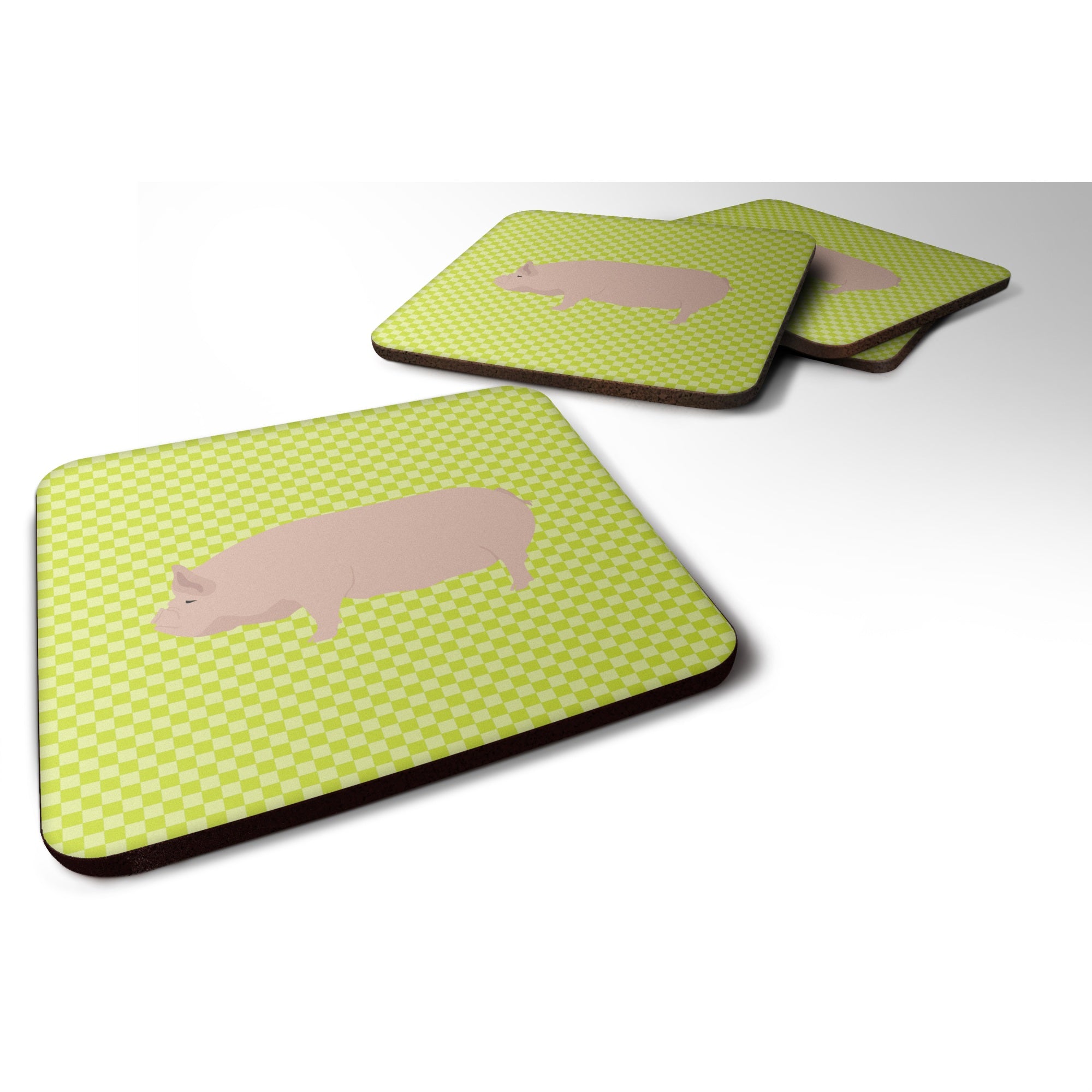 Caroline'S Treasures Welsh Pig Green Decorative Coasters, 3.5, Multicolor