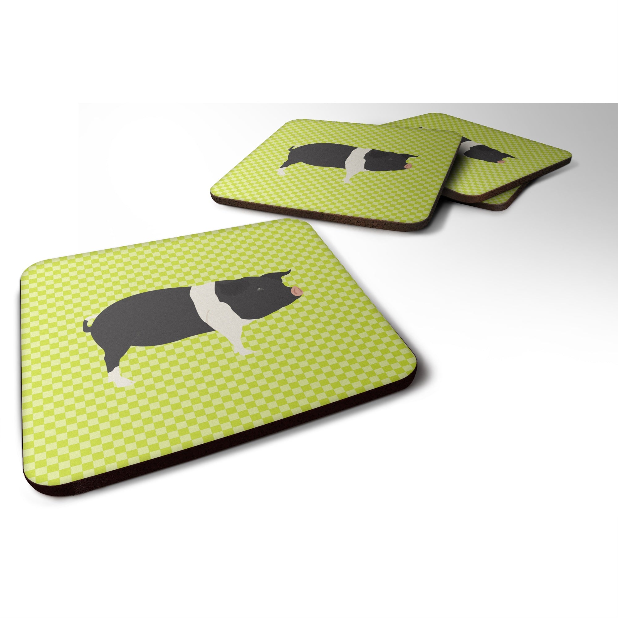 Caroline'S Treasures Hampshire Pig Green Decorative Coasters, 3.5, Multicolor