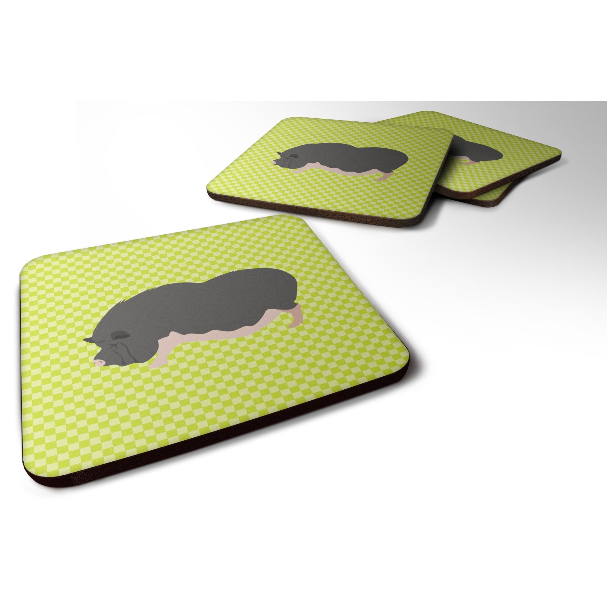Caroline'S Treasures Vietnamese Pot-Bellied Pig Green Decorative Coasters, 3.5, Multicolor