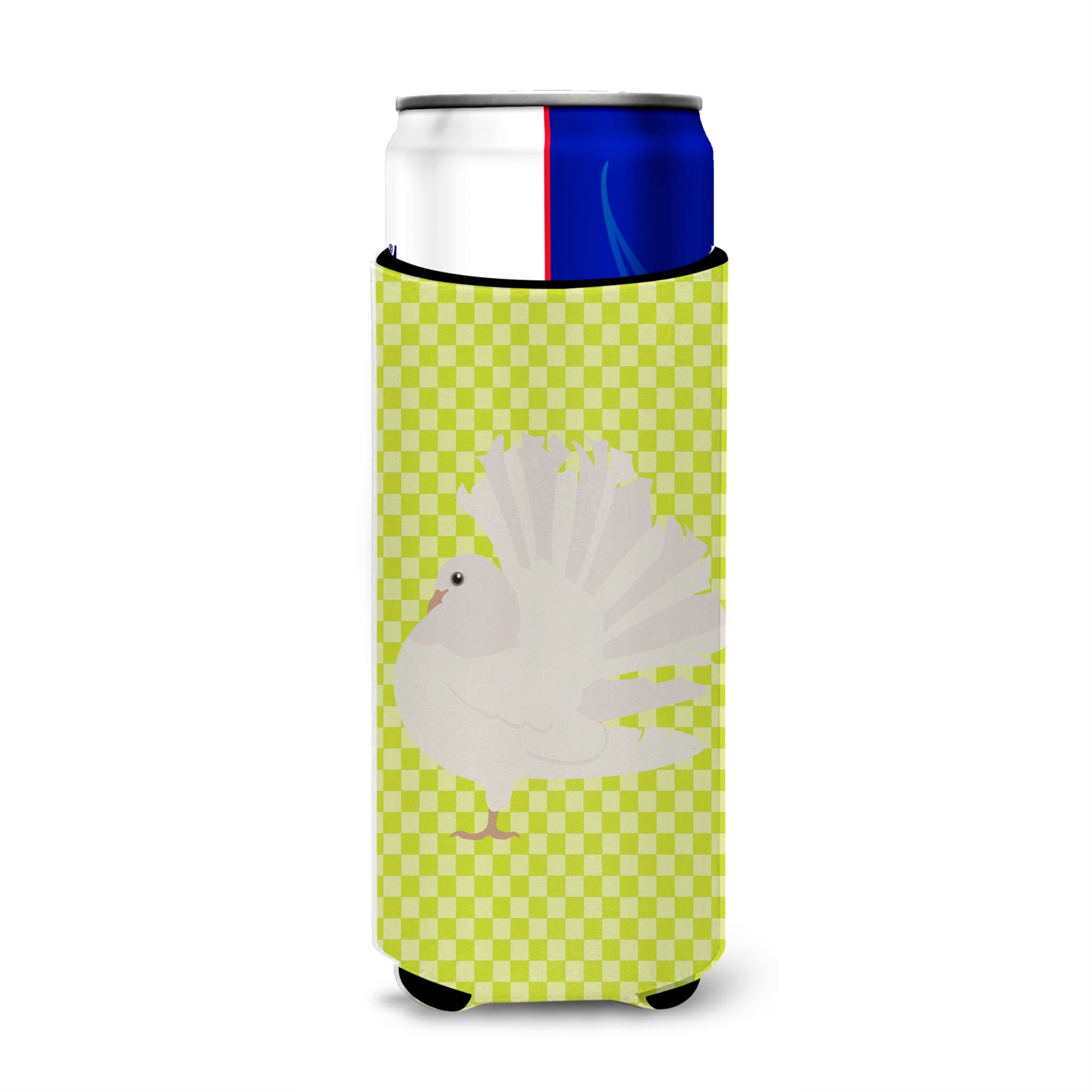 Caroline'S Treasures Silver Fantail Pigeon Green Decorative Can Hugger, Slim, Multicolor