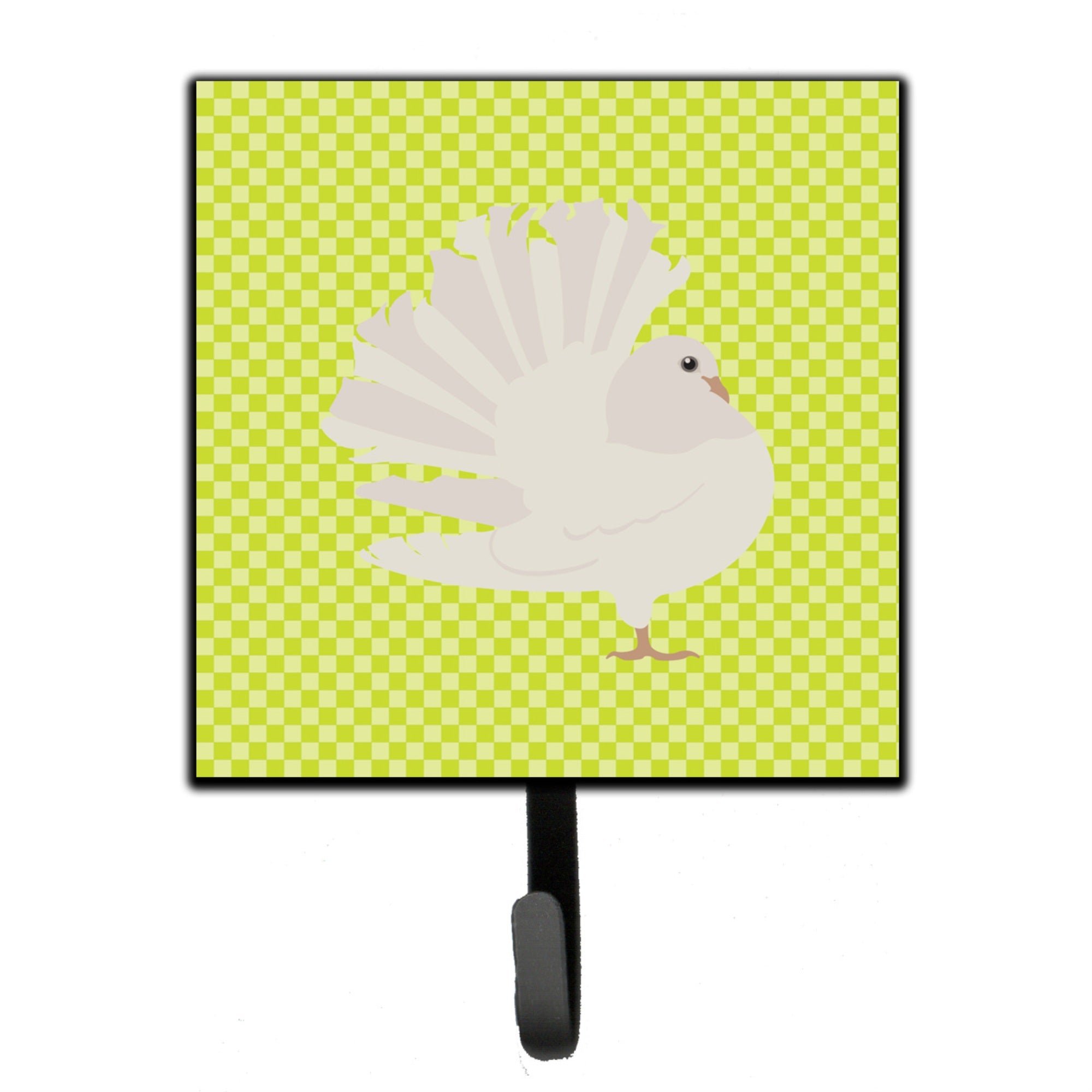 Caroline'S Treasures Silver Fantail Pigeon Green Wall Hook, Small, Multicolor