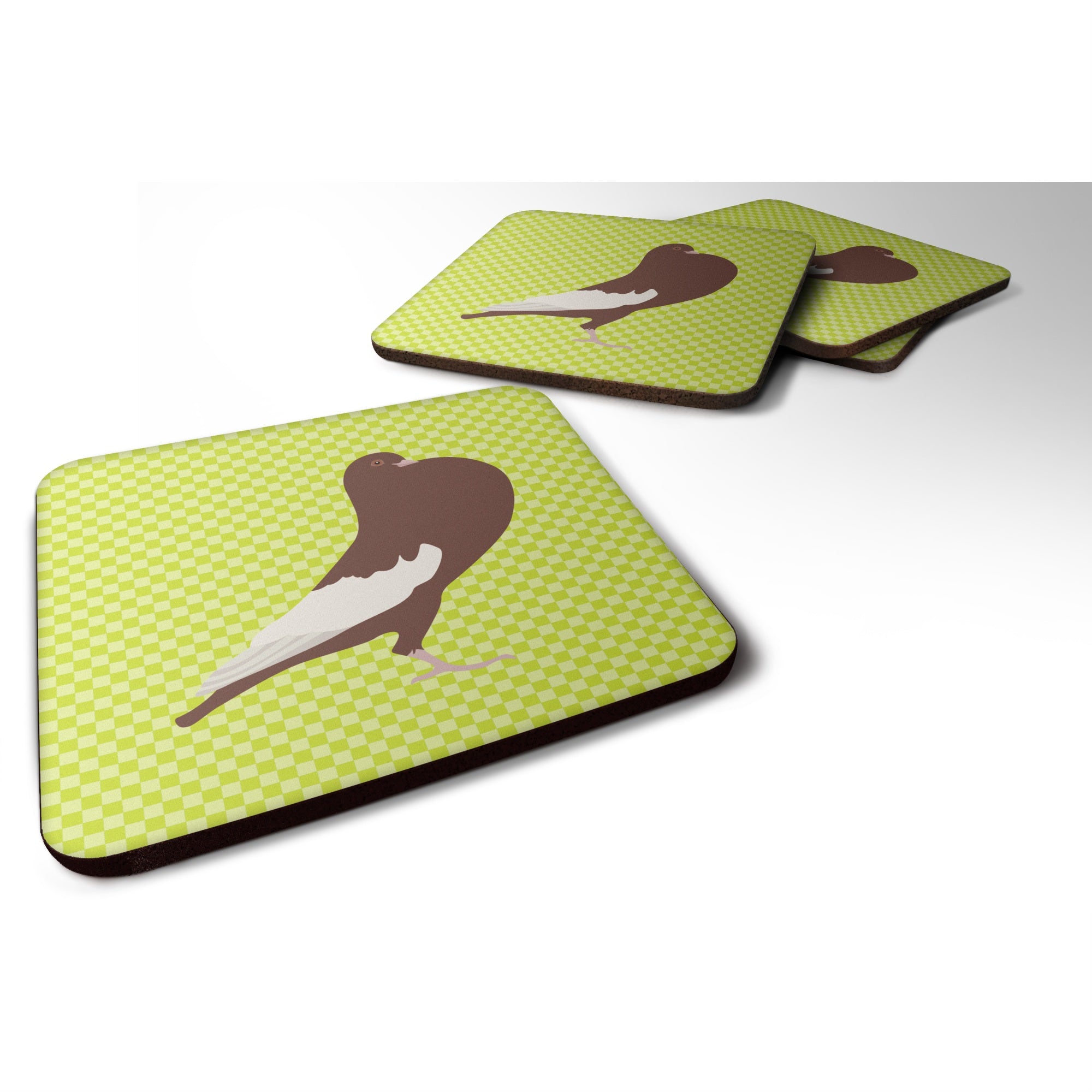 Caroline'S Treasures English Pouter Pigeon Green Decorative Coasters, 3.5, Multicolor