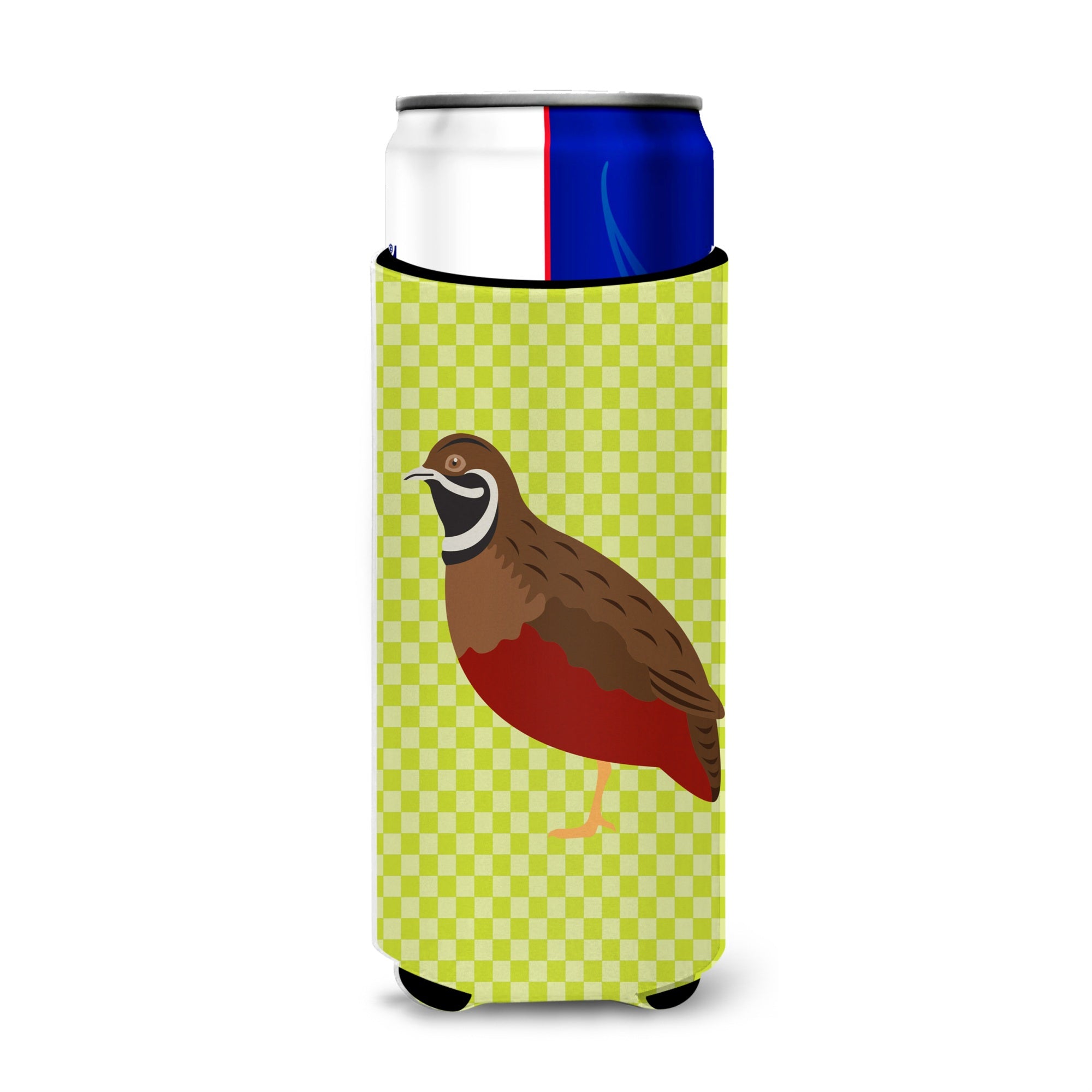 Caroline'S Treasures Chinese Painted Or King Quail Green Decorative Can Hugger, Slim, Multicolor