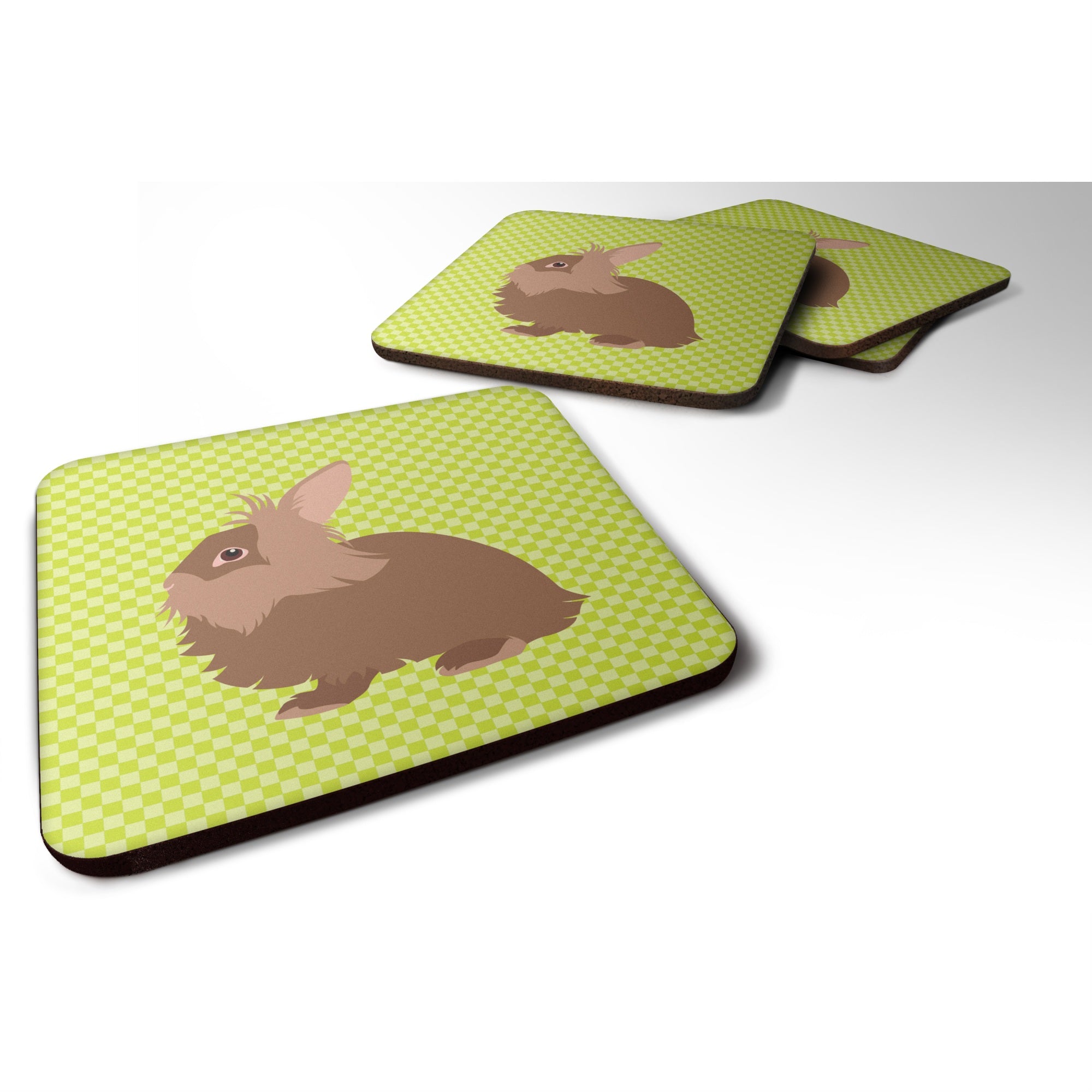 Caroline'S Treasures Lionhead Rabbit Green Decorative Coasters, 3.5, Multicolor