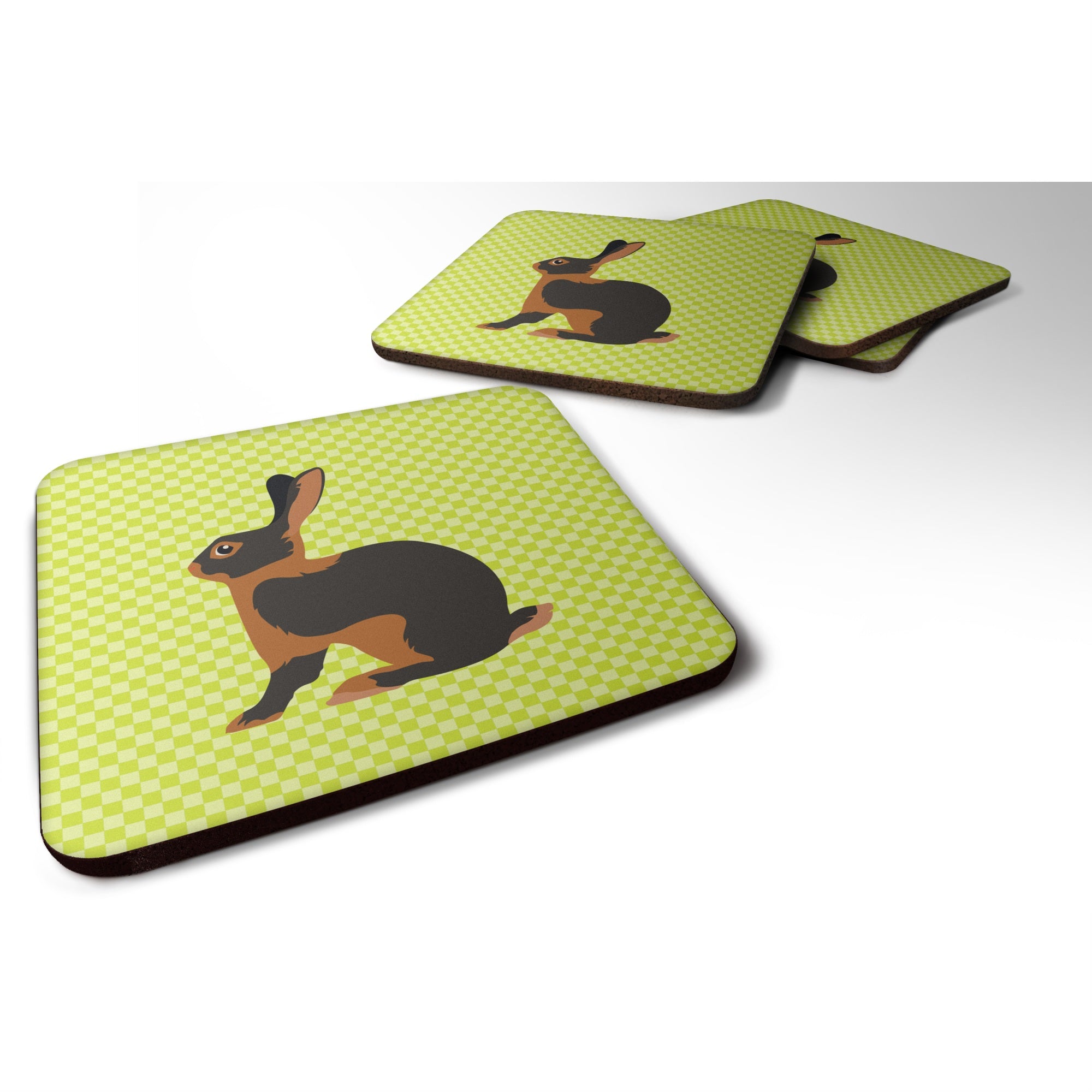 Caroline'S Treasures Tan Rabbit Green Decorative Coasters, 3.5, Multicolor