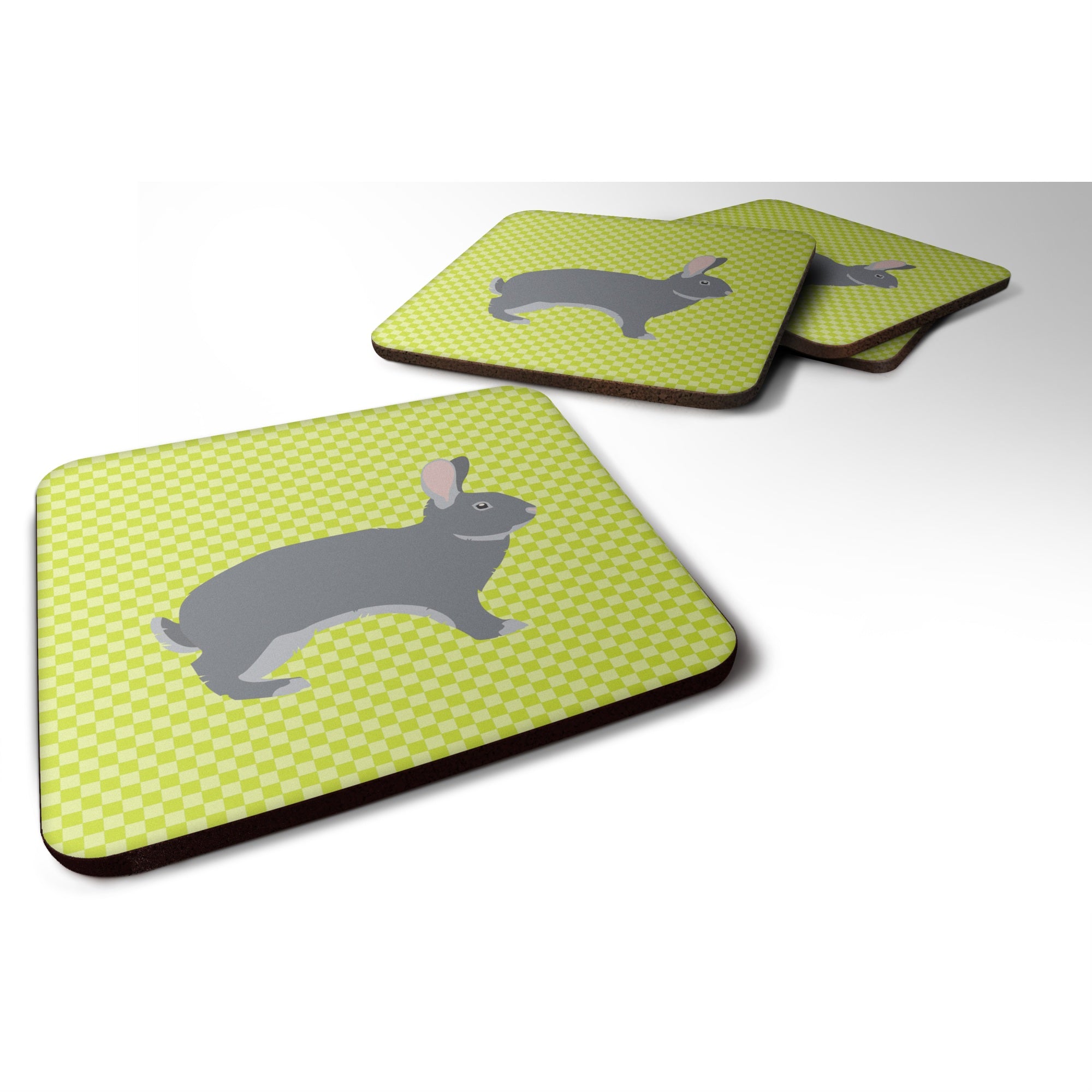 Caroline'S Treasures Giant Chinchilla Rabbit Green Decorative Coasters, 3.5, Multicolor