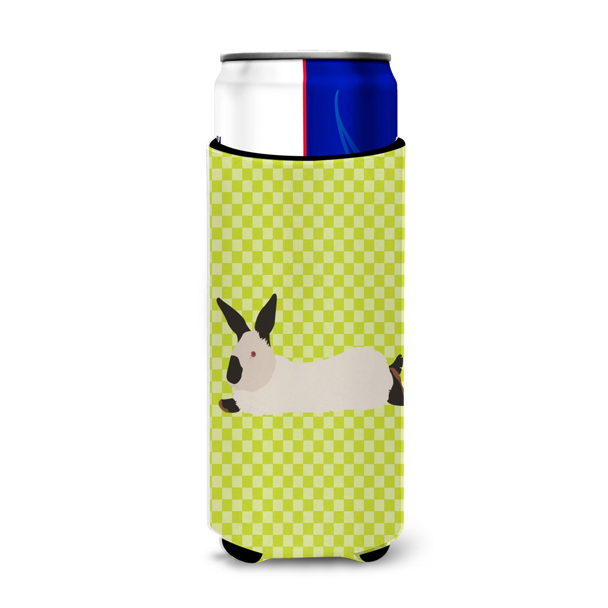 Caroline'S Treasures California White Rabbit Green Decorative Can Hugger, Slim, Multicolor