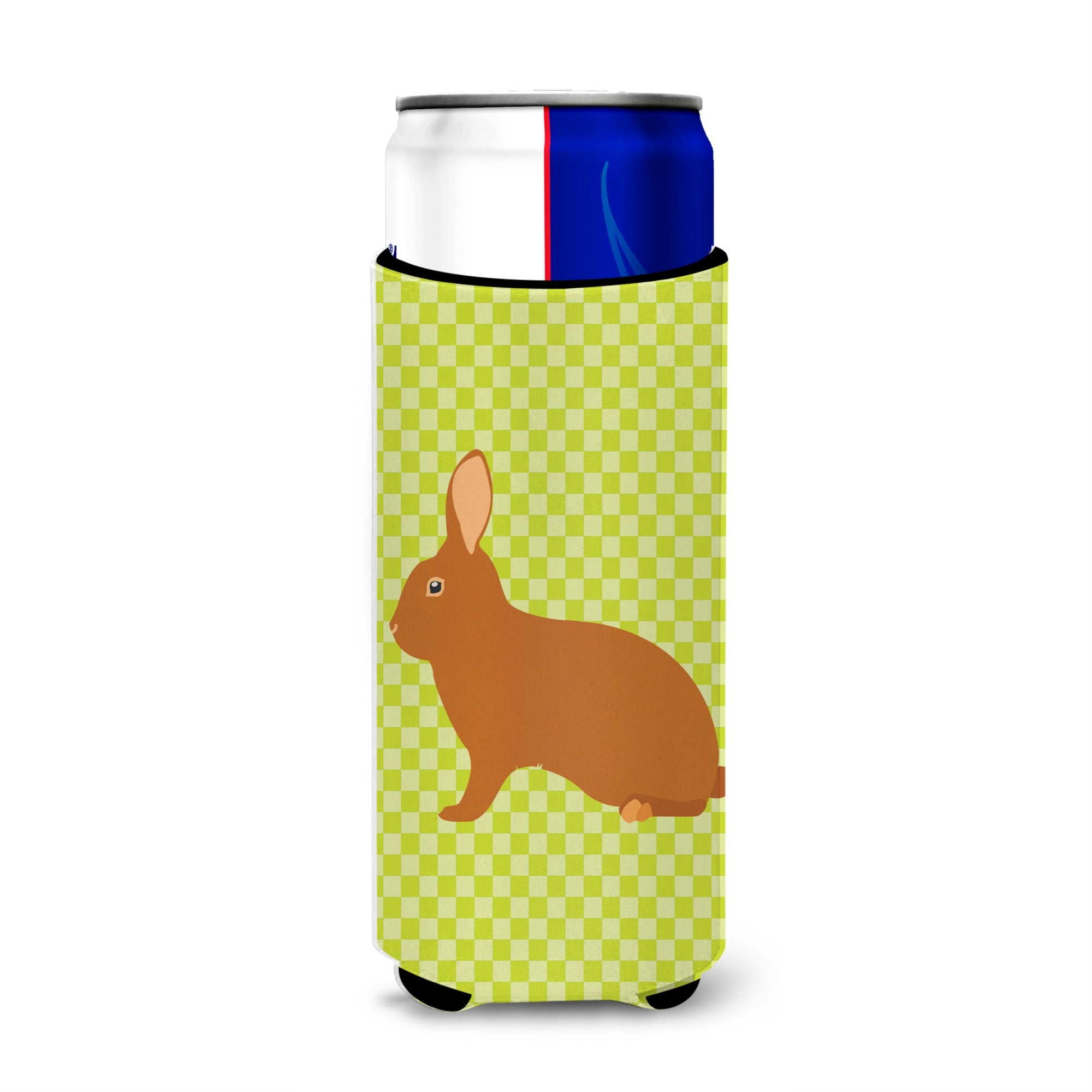 Caroline'S Treasures Rex Rabbit Green Decorative Can Hugger, Slim, Multicolor