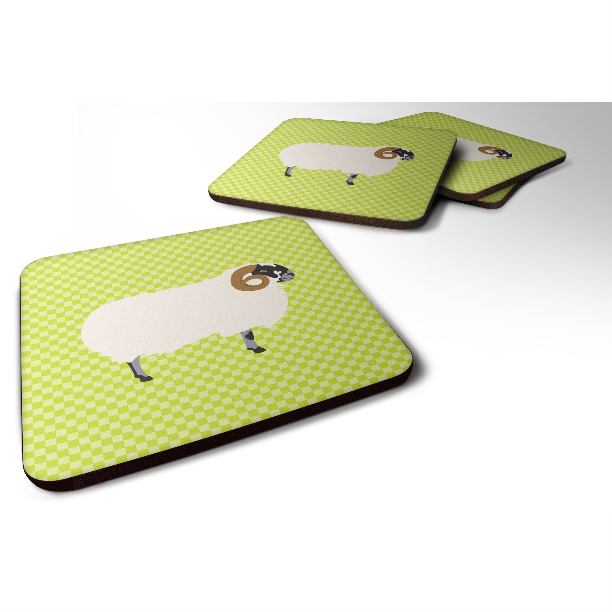 Caroline'S Treasures Scottish Blackface Sheep Green Decorative Coasters, 3.5, Multicolor