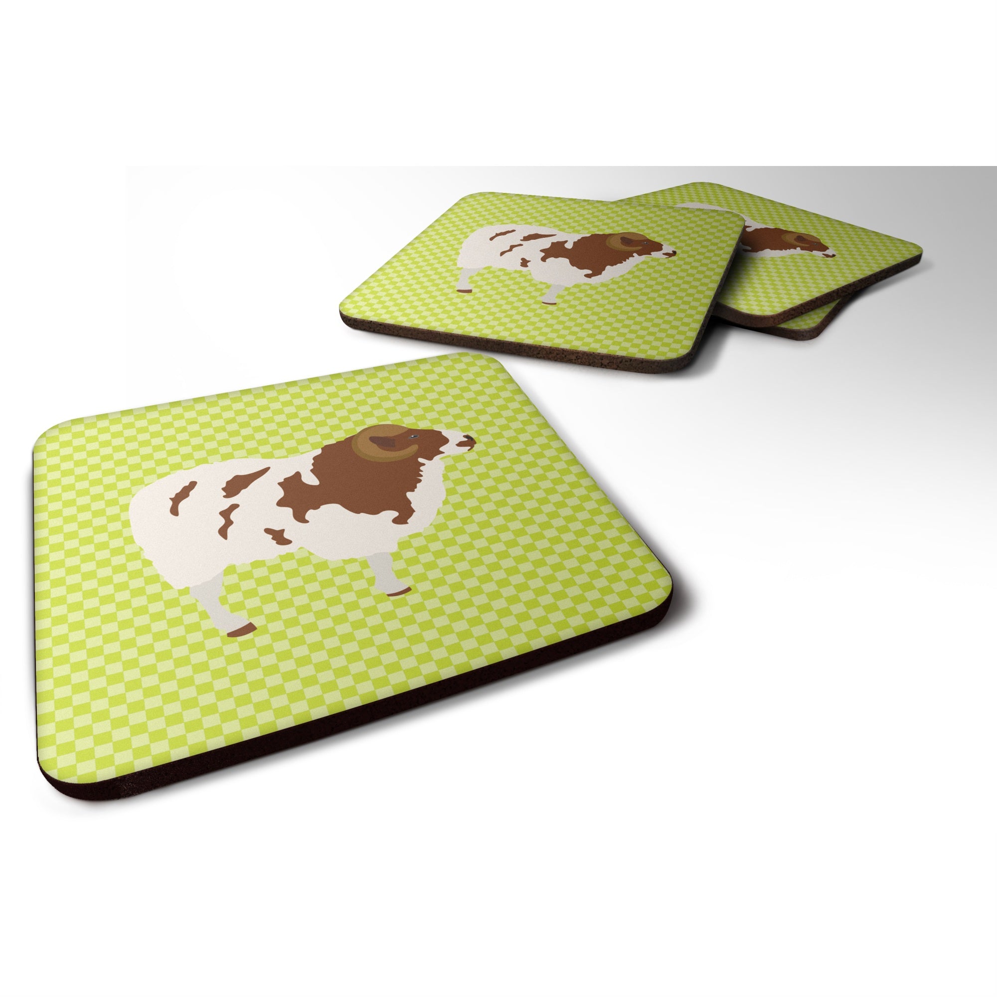 Caroline'S Treasures Jacob Sheep Green Decorative Coasters, 3.5, Multicolor