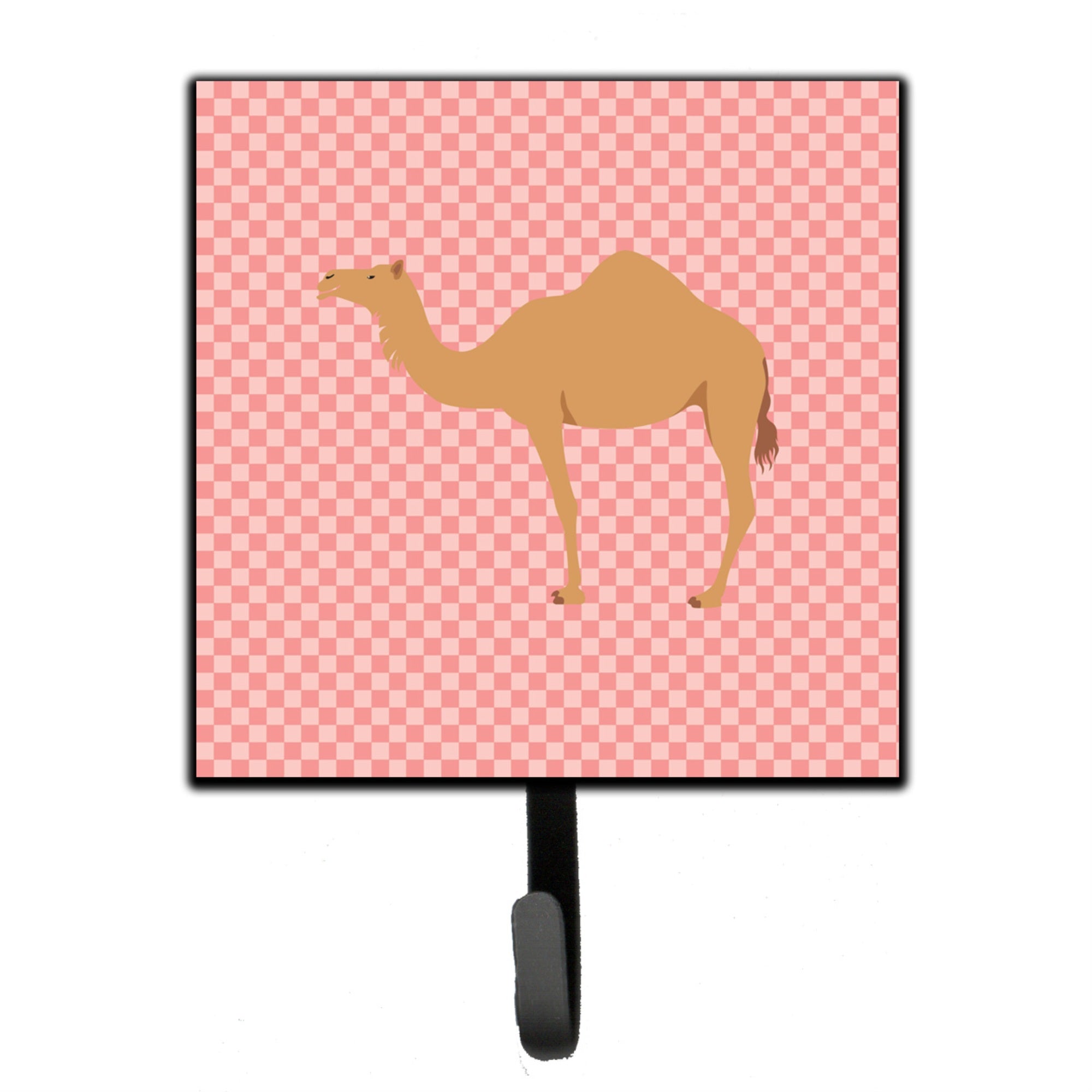 Caroline'S Treasures Arabian Camel Dromedary Pink Check Wall Hook, Small, Multicolor