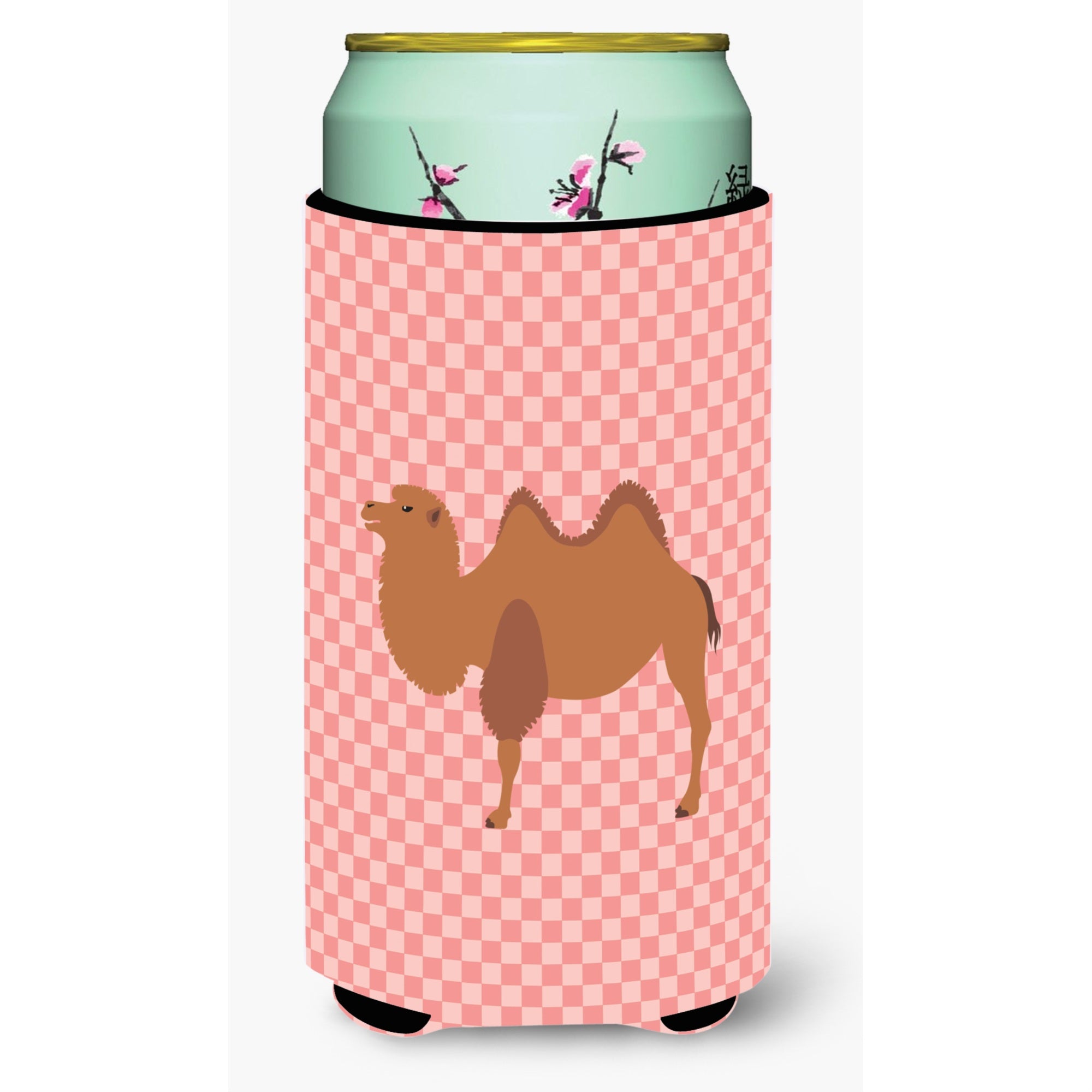 Caroline'S Treasures Bactrian Camel Pink Check Decorative Can Hugger, Tall Boy, Multicolor