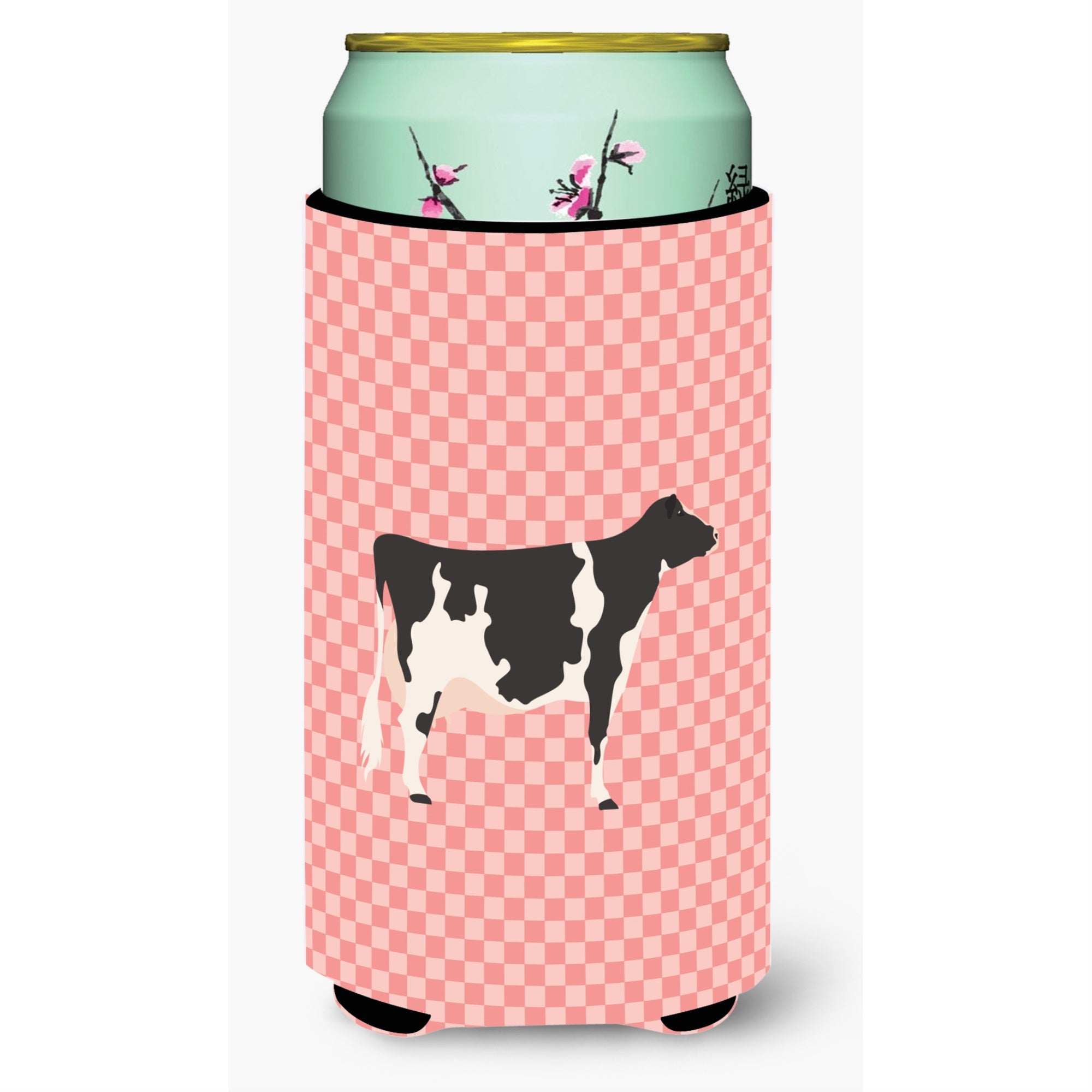 Caroline'S Treasures Holstein Cow Pink Check Decorative Can Hugger, Tall Boy, Multicolor