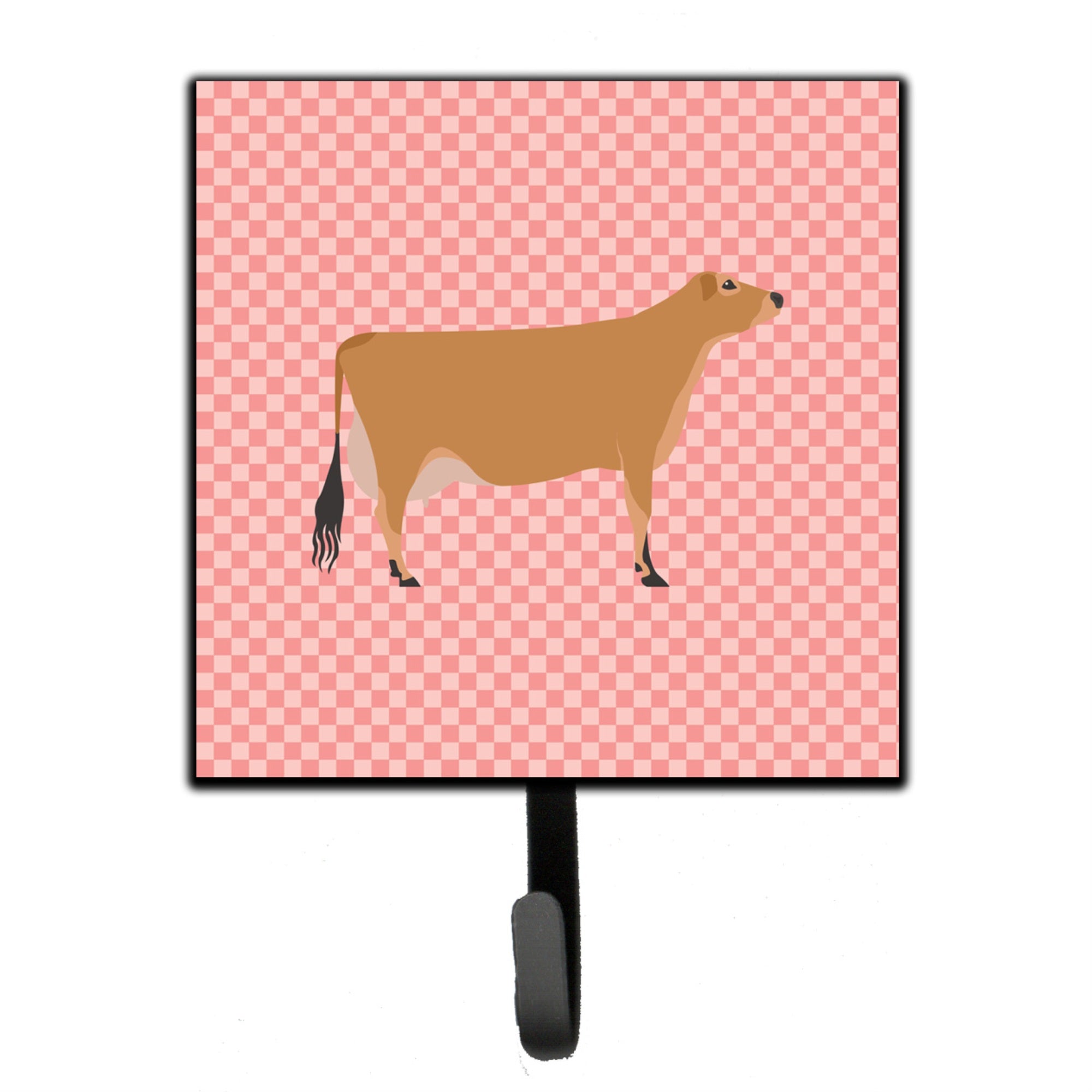 Caroline'S Treasures Jersey Cow Pink Check Wall Hook, Small, Multicolor