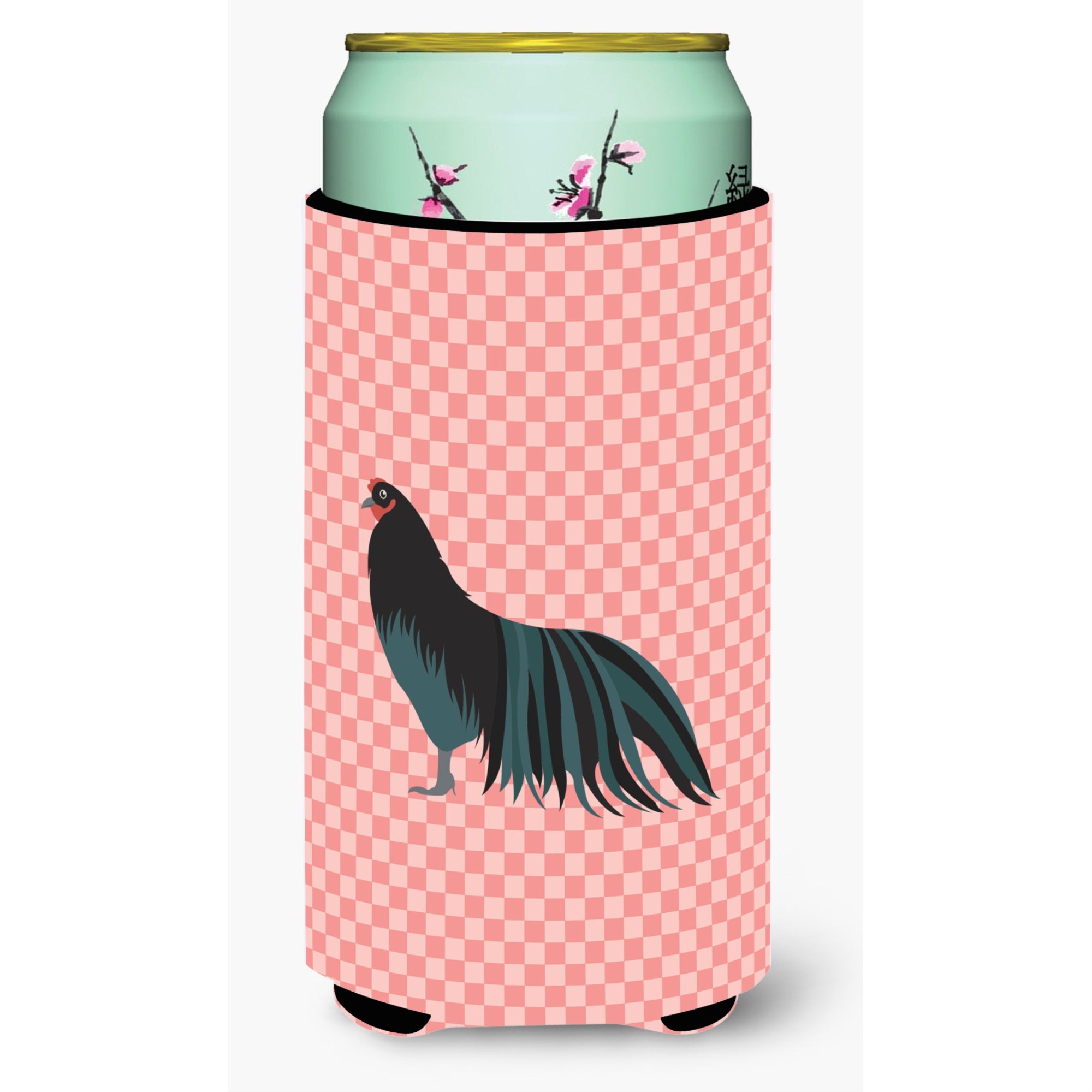 Caroline'S Treasures Sumatra Chicken Pink Check Decorative Can Hugger, Tall Boy, Multicolor