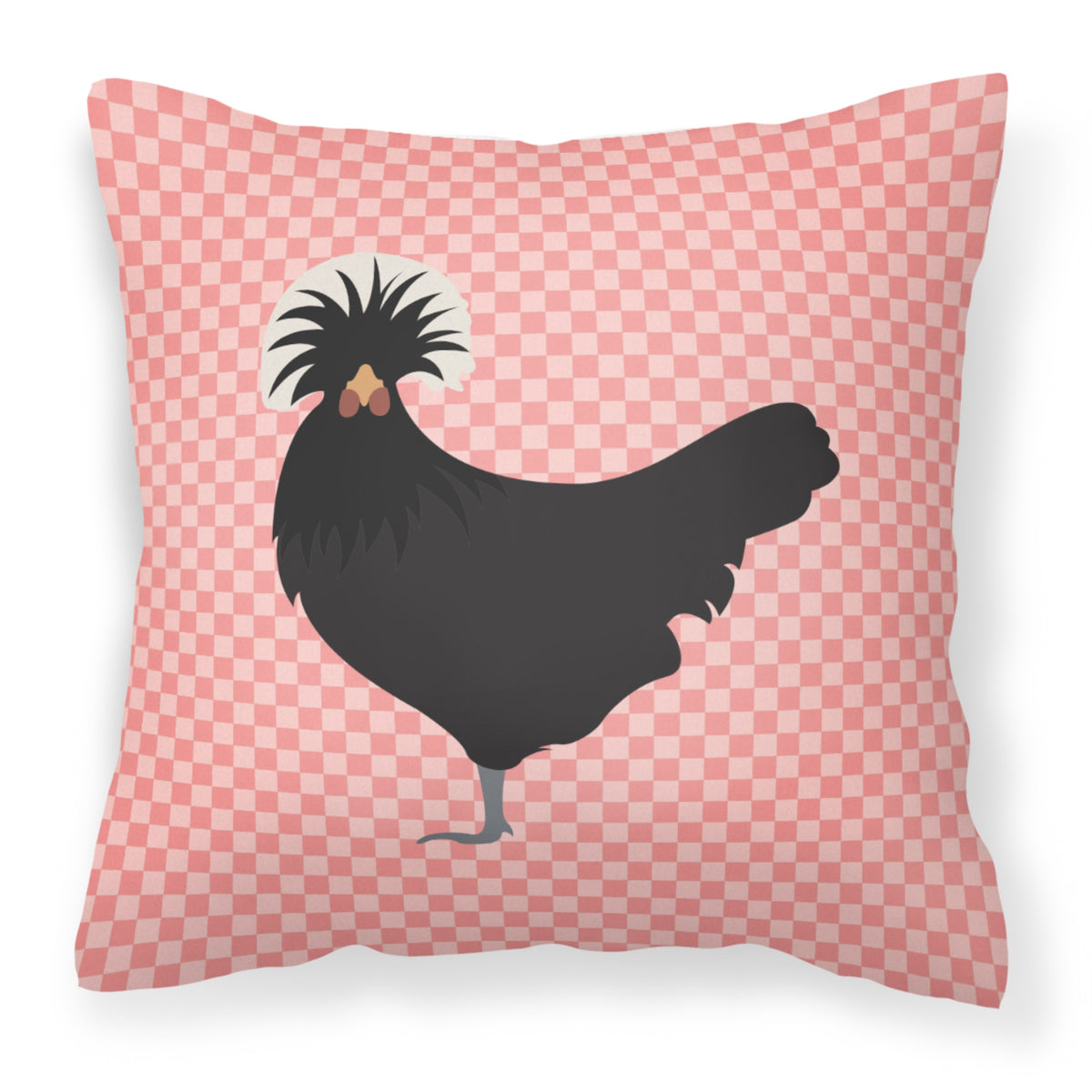 Caroline'S Treasures Bb7834Pw1414 Polish Poland Chicken Pink Check Outdoor Canvas Fabric Decorative Pillow, 14 X 3 X 1