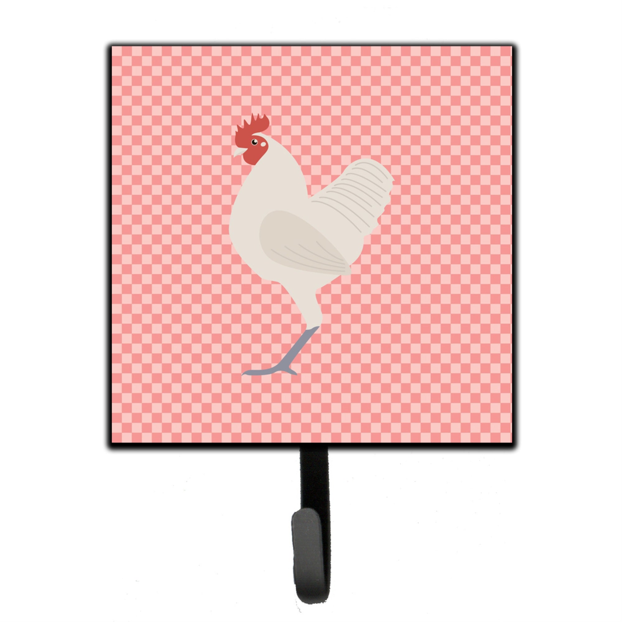 Caroline'S Treasures German Langshan Chicken Pink Check Wall Hook, Small, Multicolor