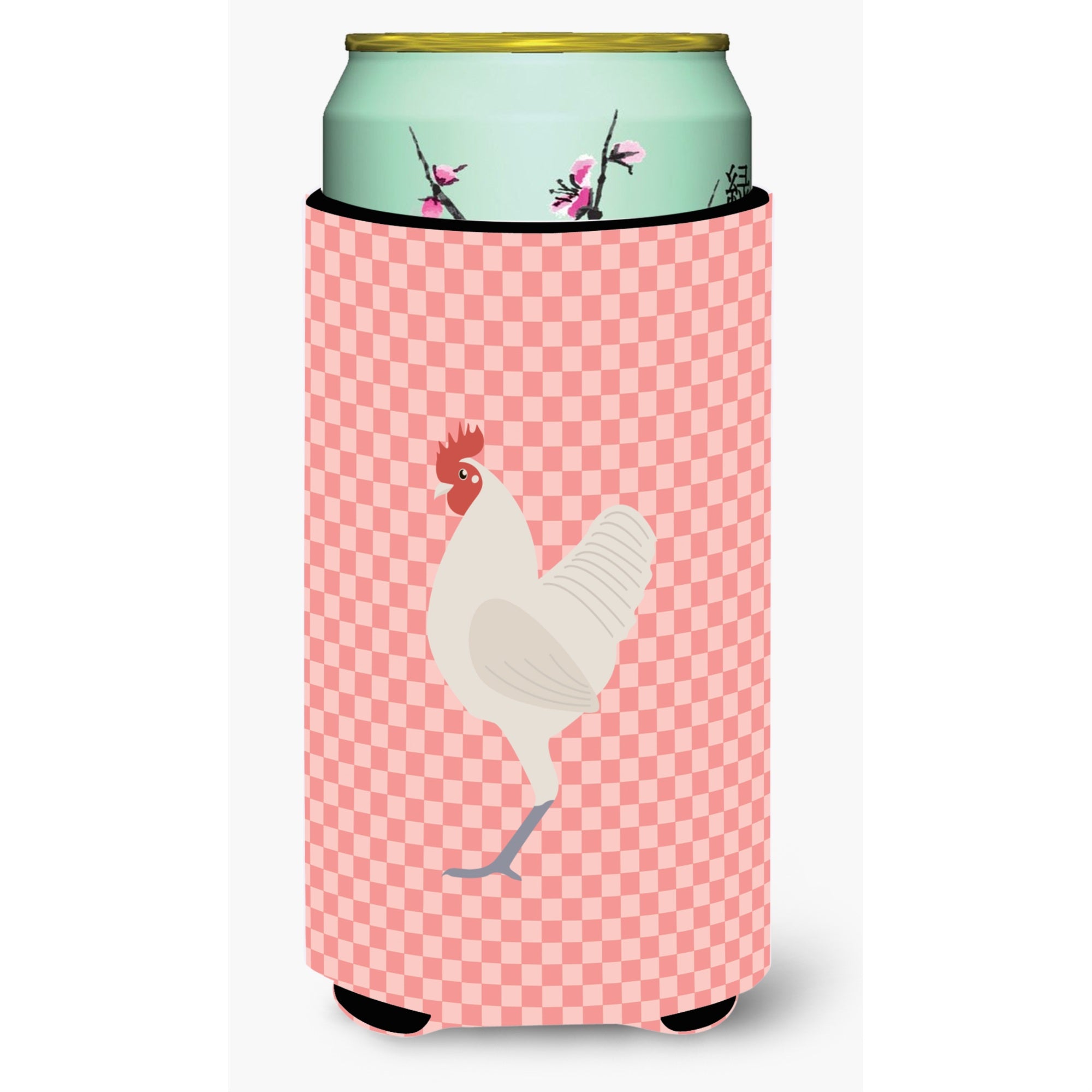 Caroline'S Treasures German Langshan Chicken Pink Check Decorative Can Hugger, Tall Boy, Multicolor